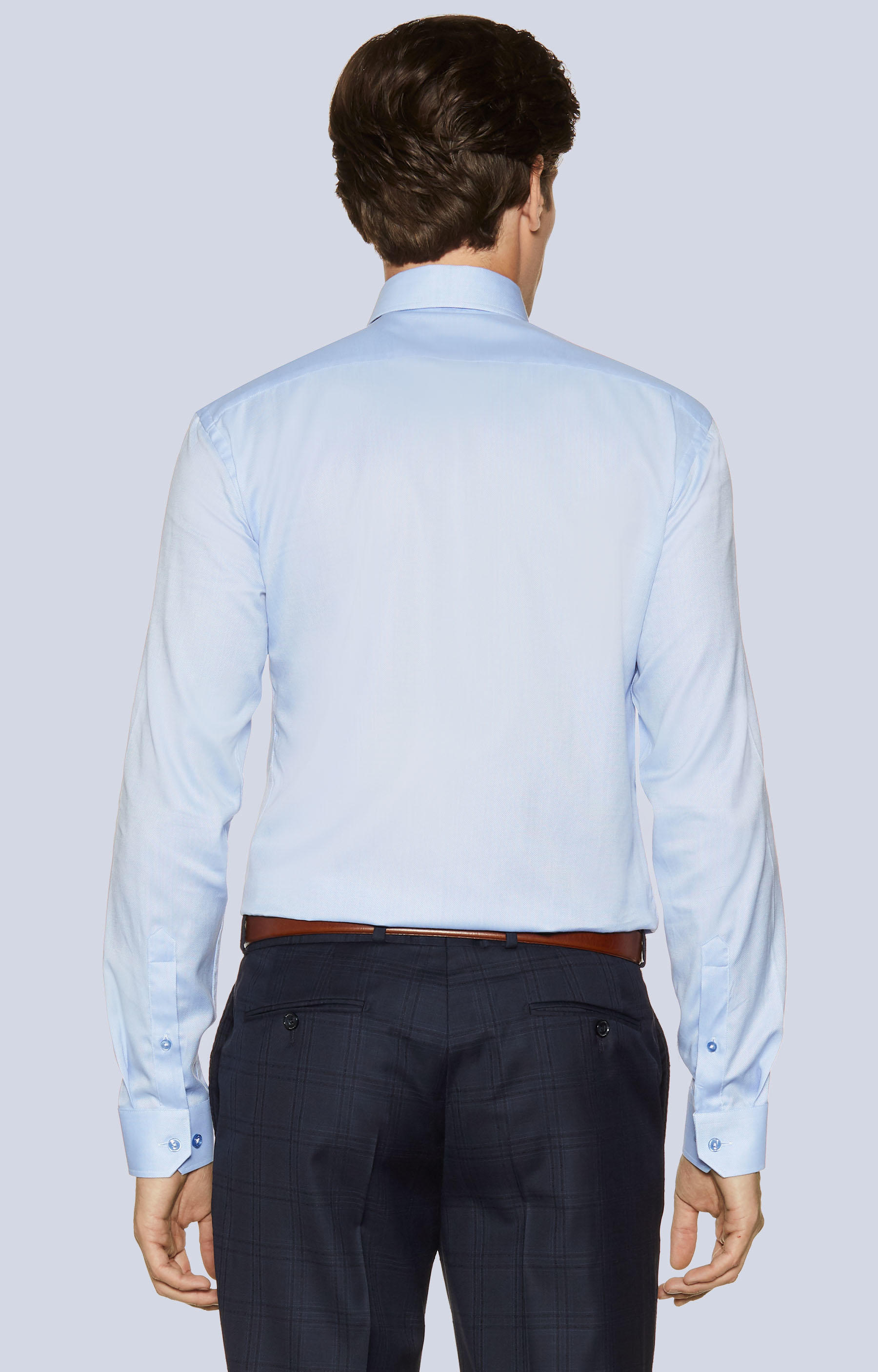 Swobodna koszula w strukturalny wzór z włoskim kołnierzem - 2