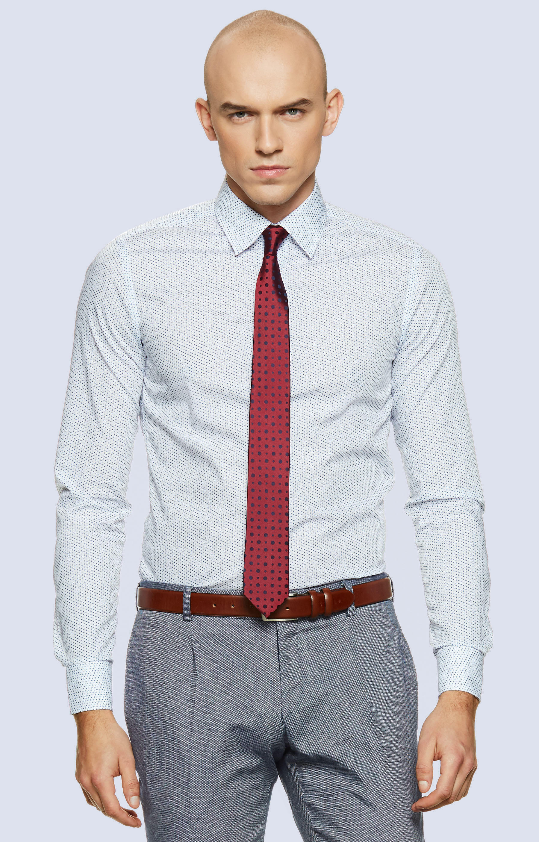 Dopasowana koszula w print z kołnierzem typu kryte button-down