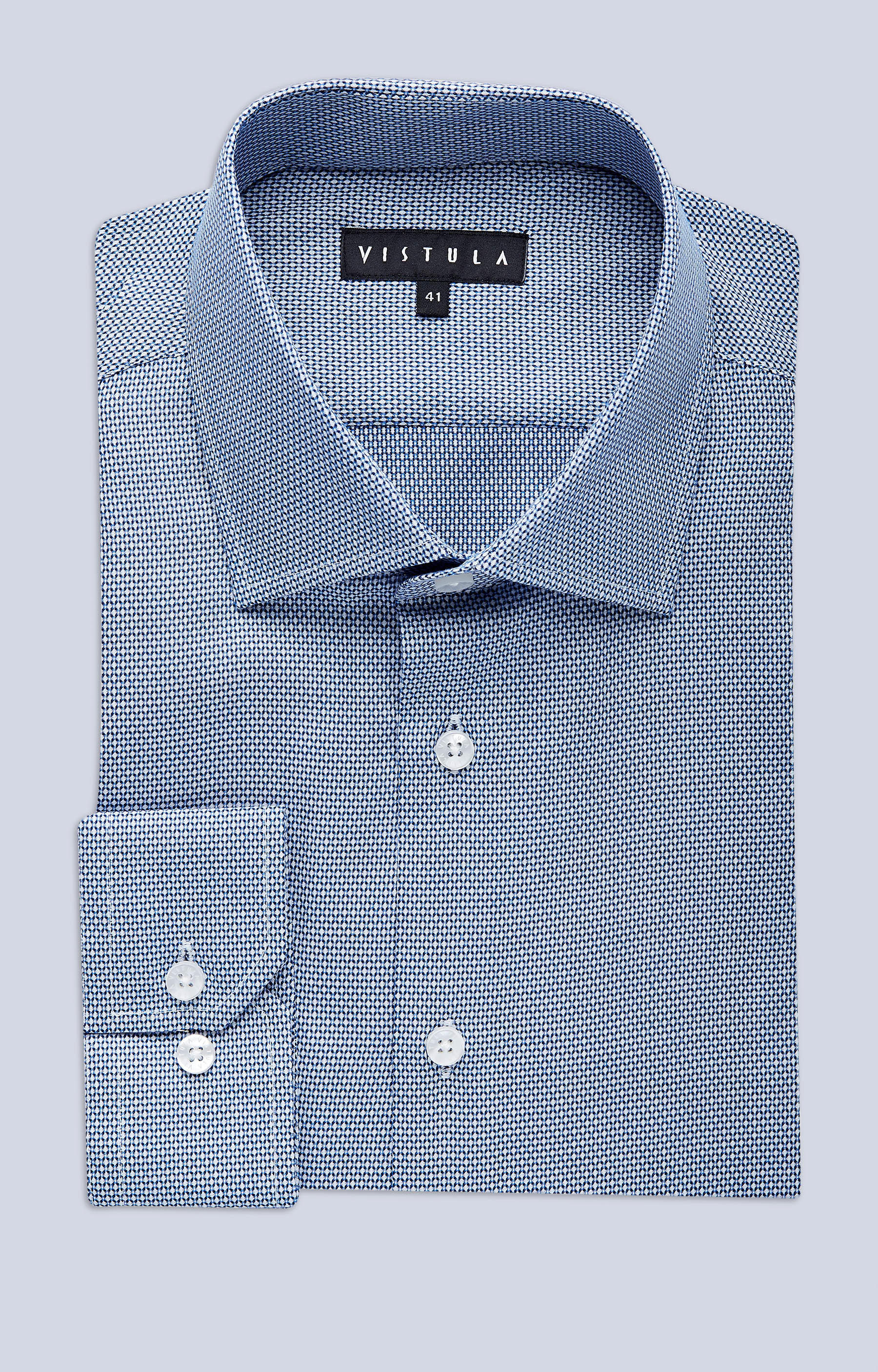 Koszula w mikrowzór z włoskim kołnierzem - 3