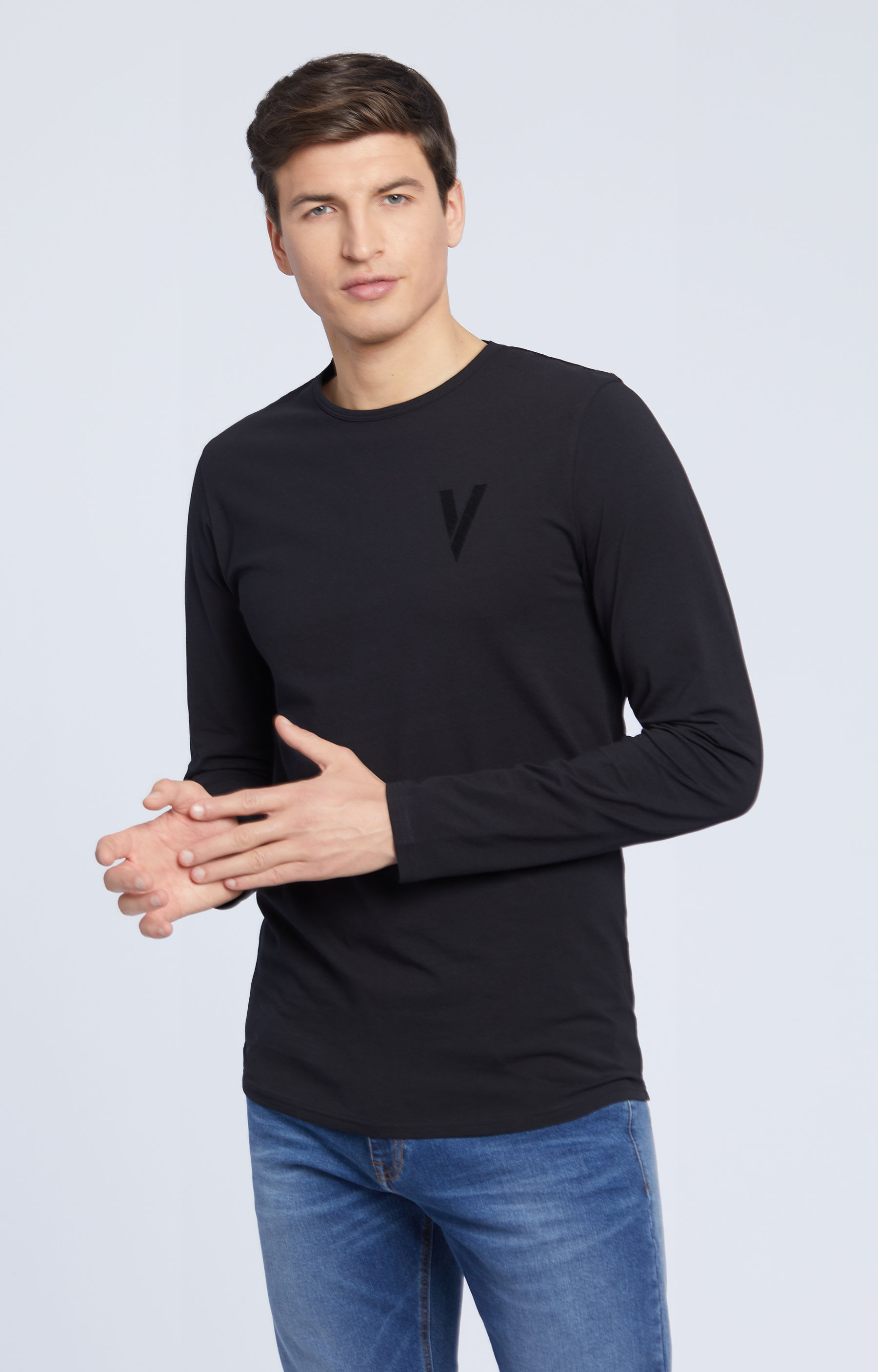 T-shirt basic z długim rękawem - 2
