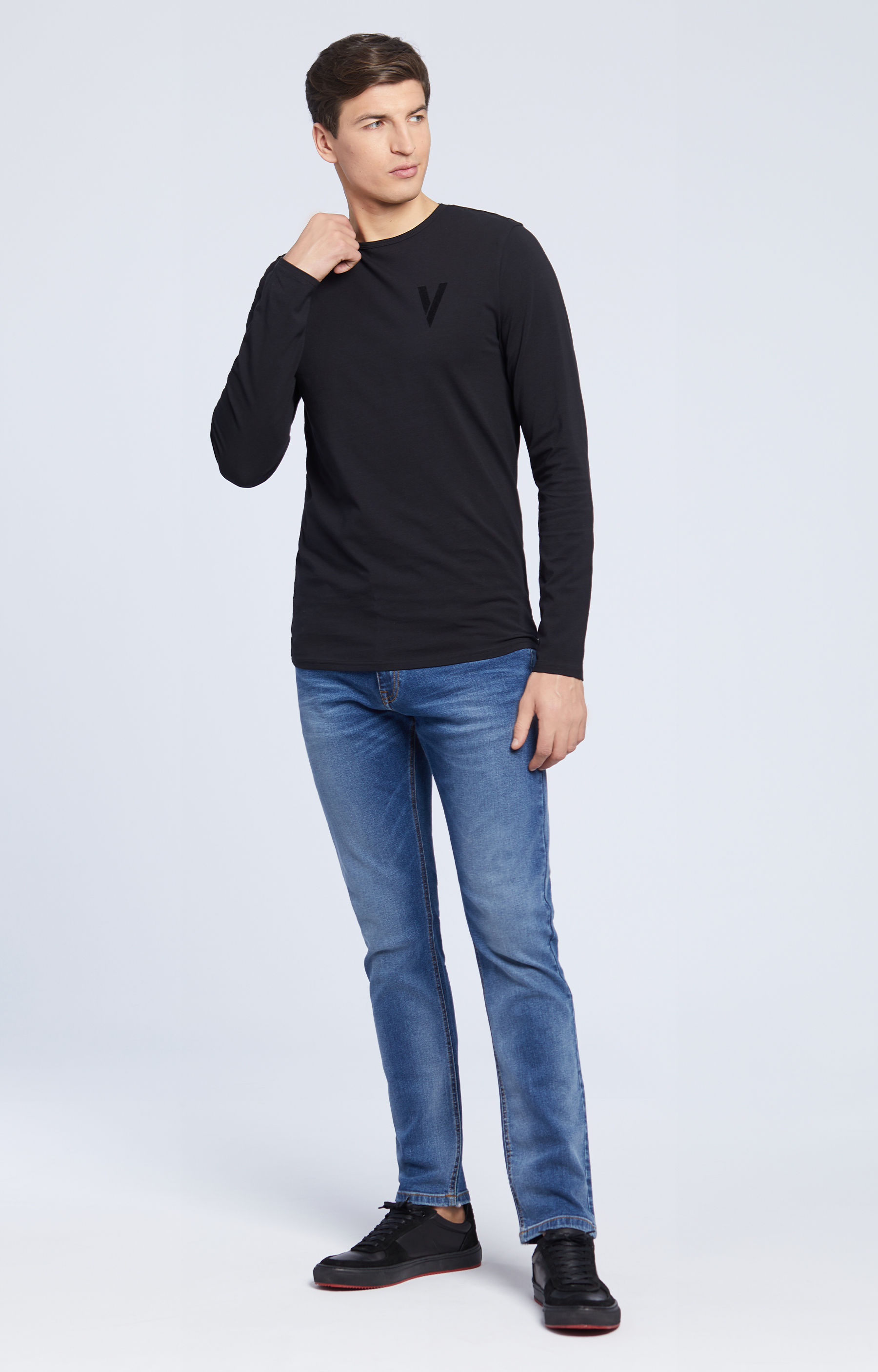 T-shirt basic z długim rękawem