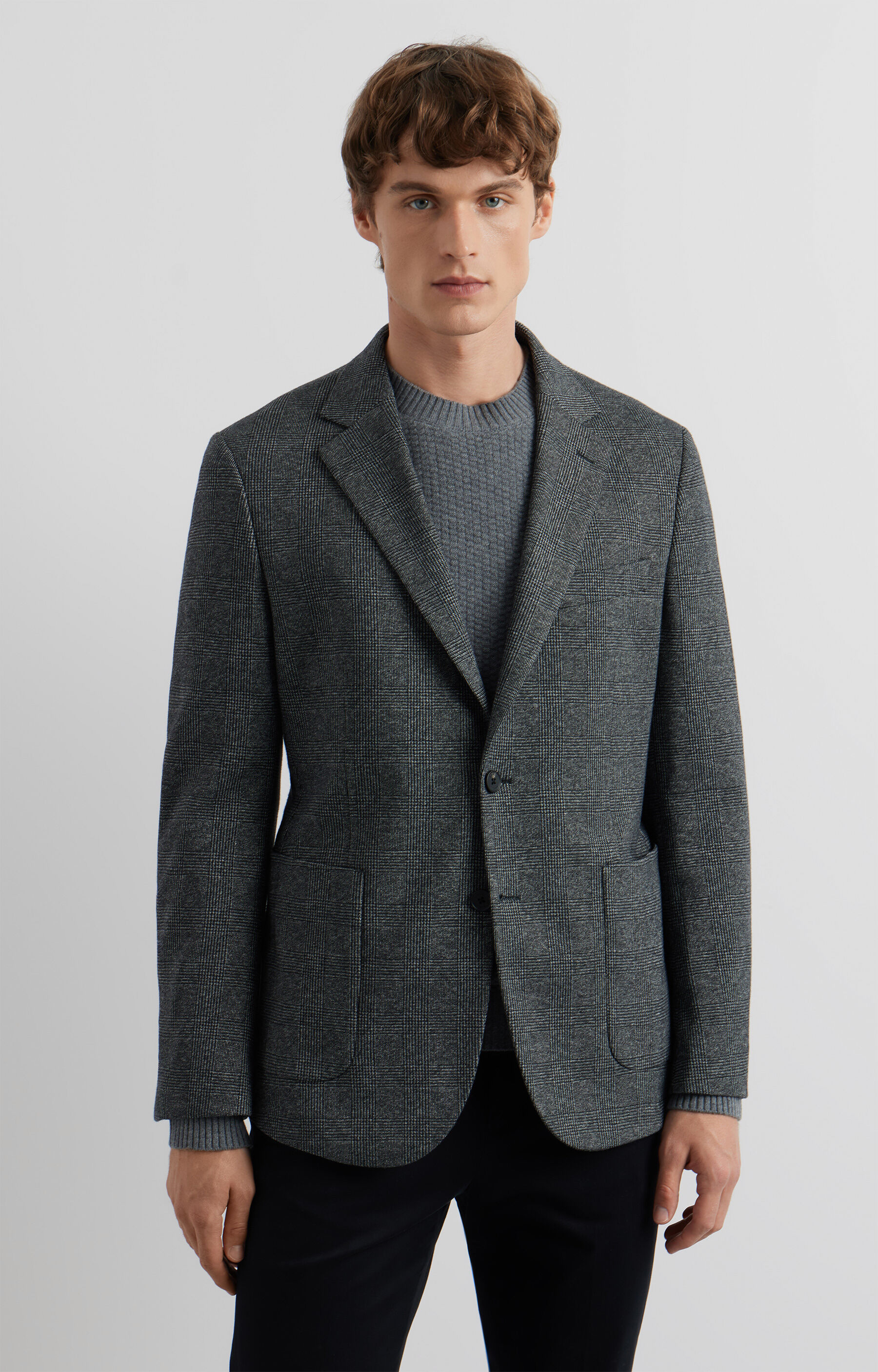 Marynarka slim fit w kratę - 2