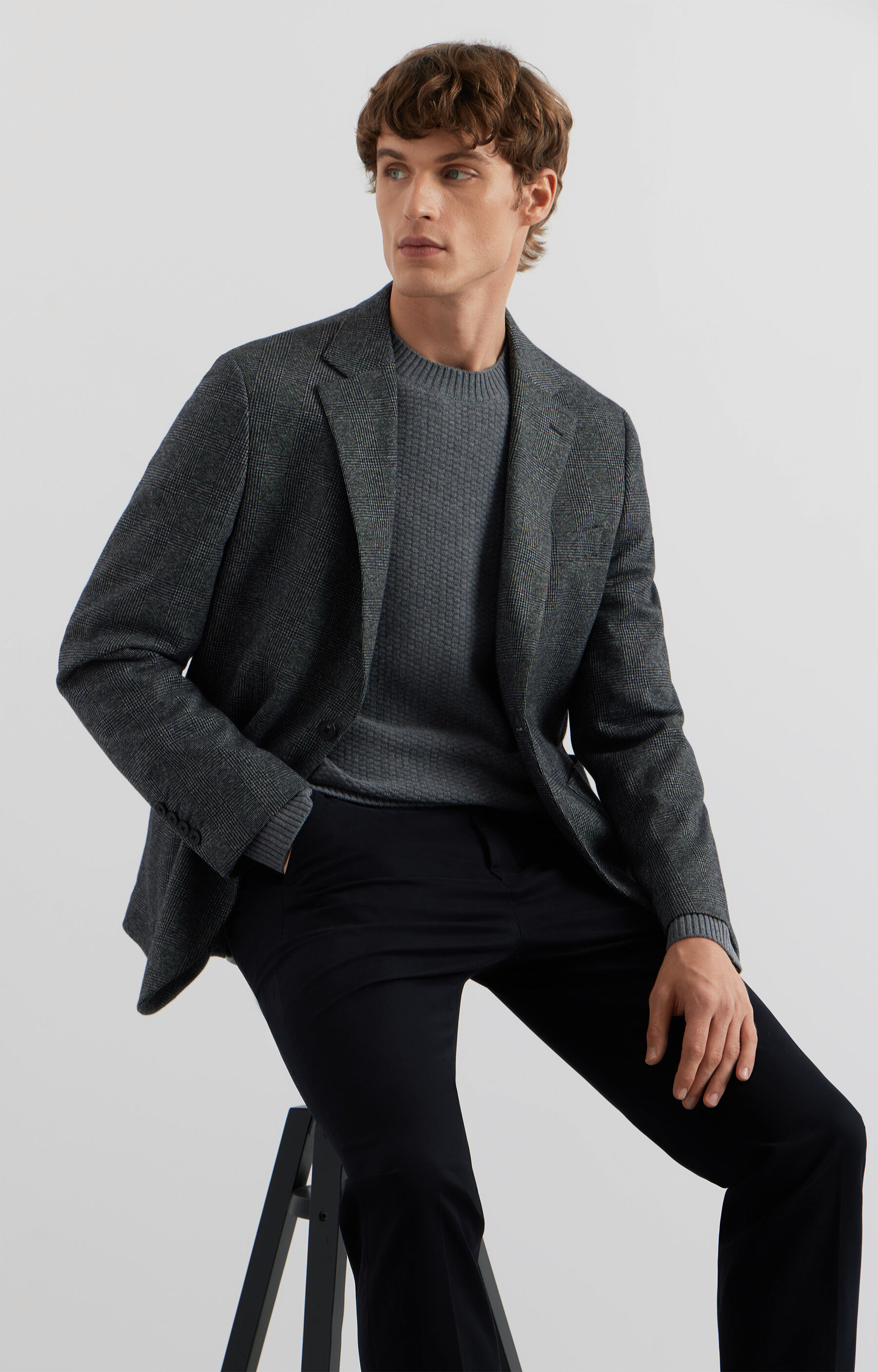 Marynarka slim fit w kratę - 7