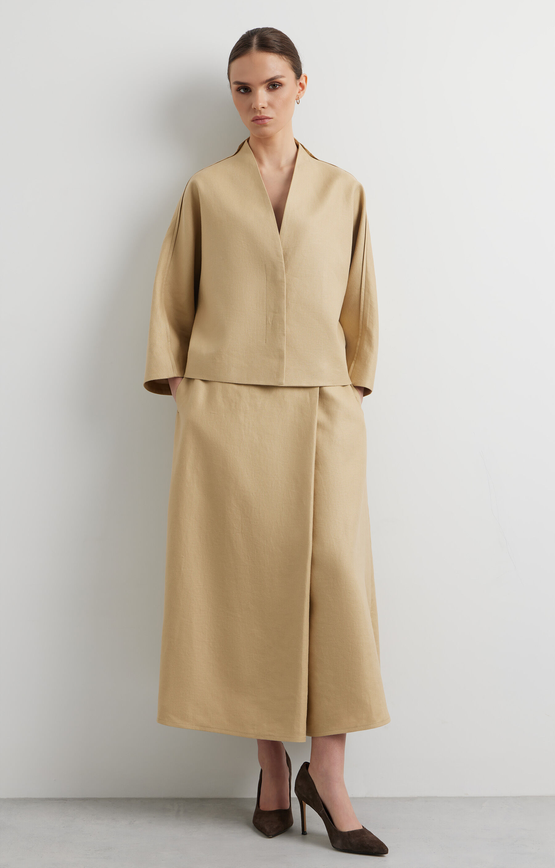 Lniana spódnica kopertowa