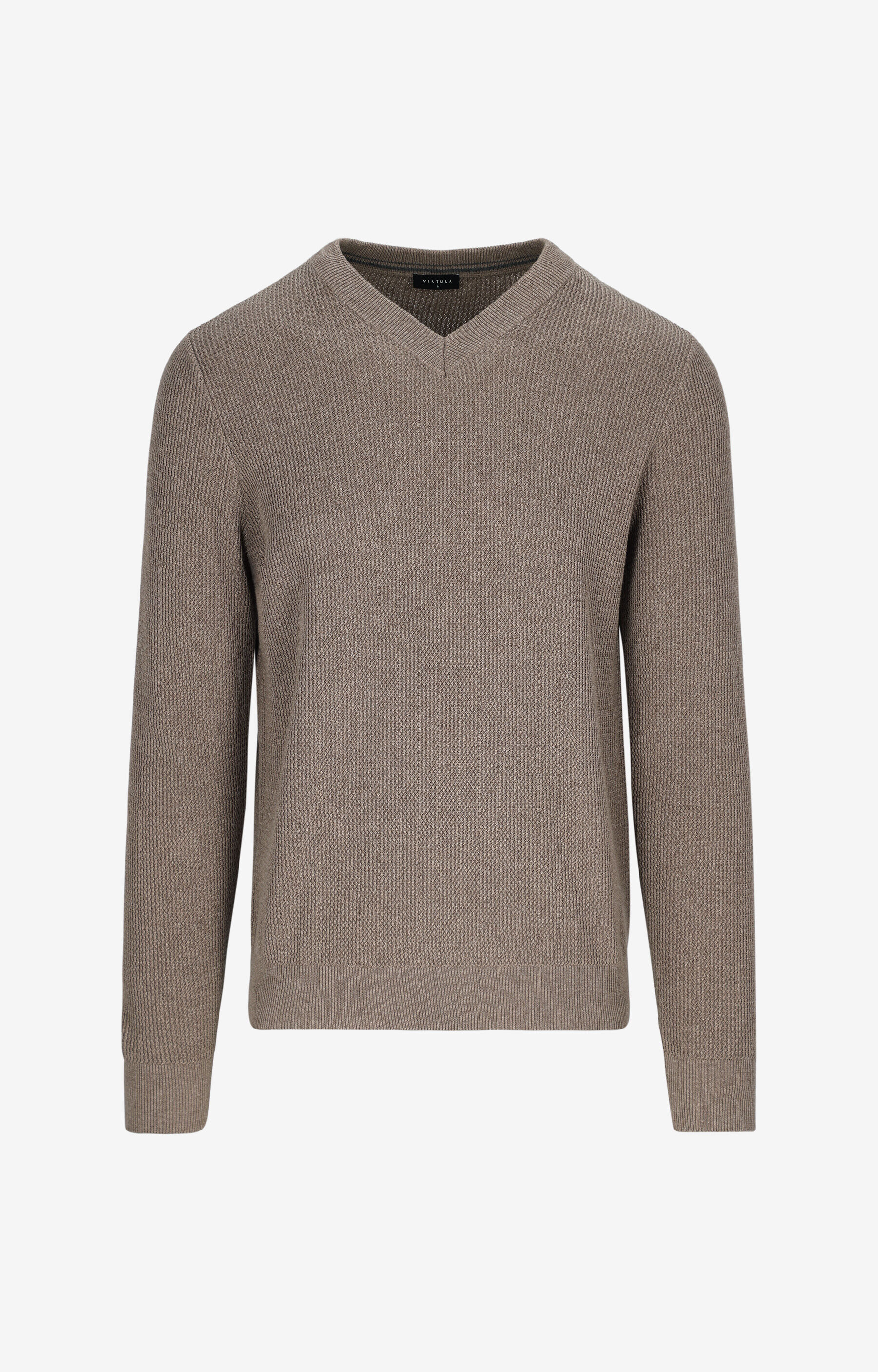 Sweter v-neck w mikrowzór - 2