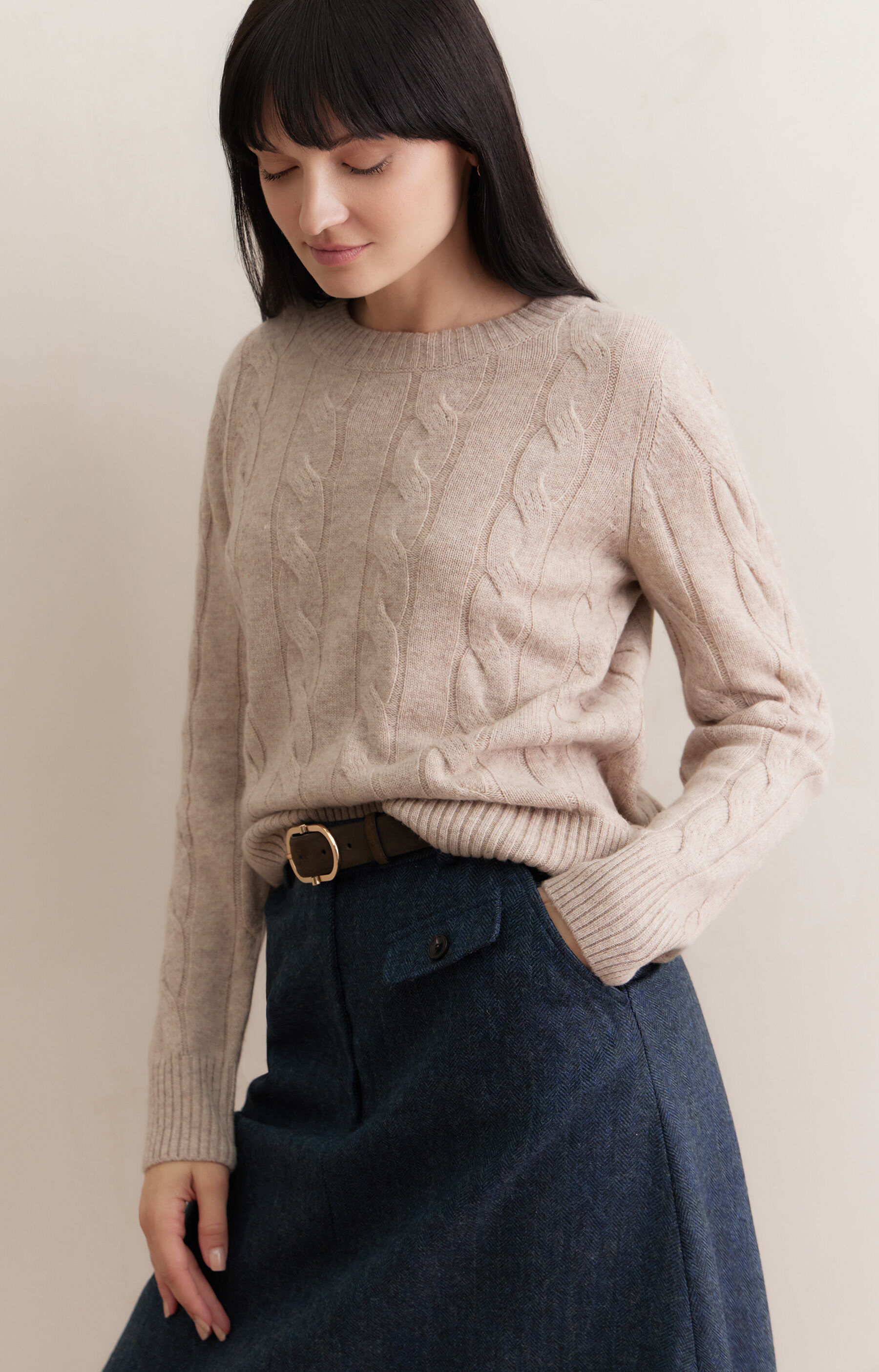 Wełniany sweter round neck - 5