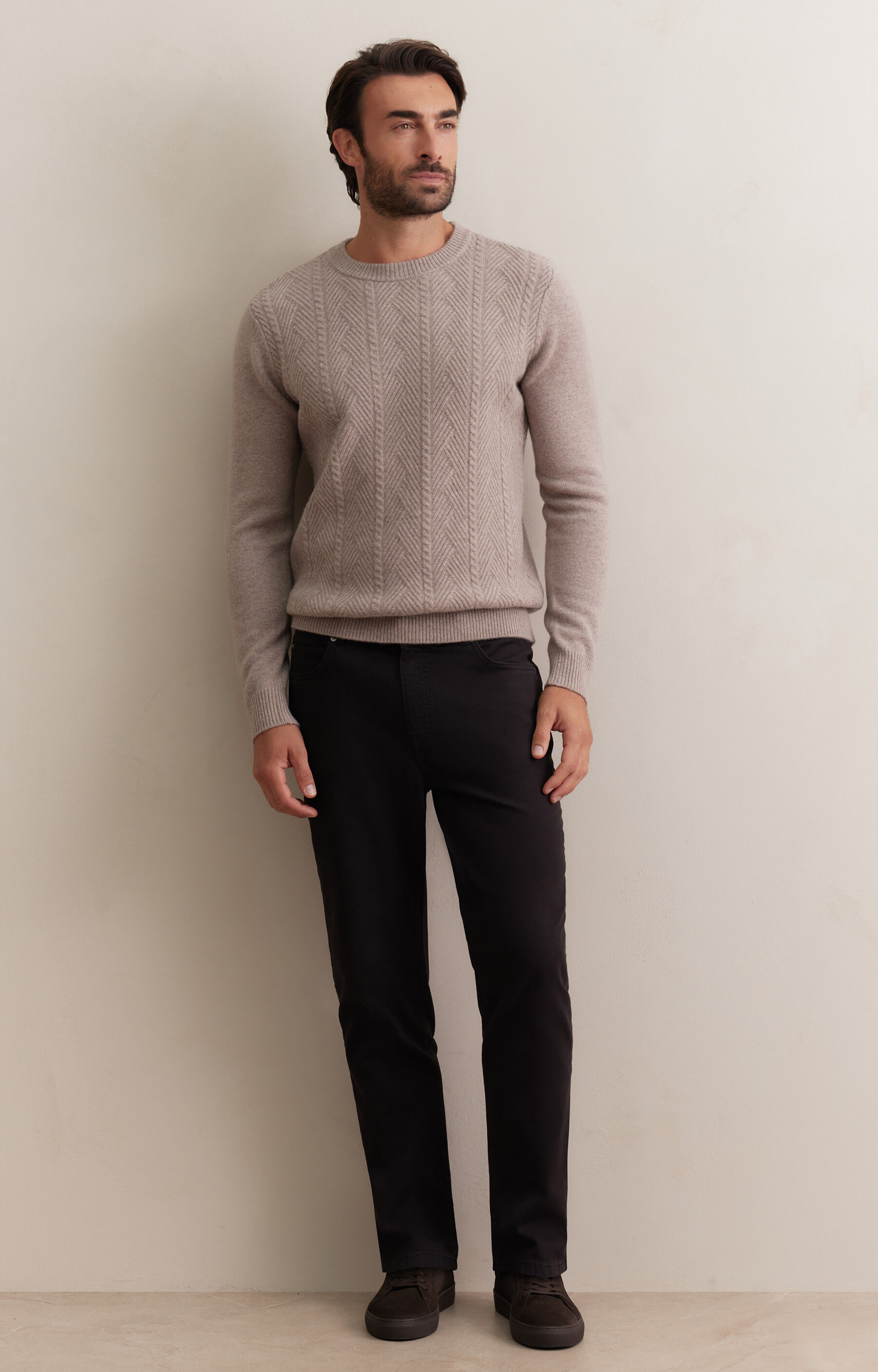 Beżowy sweter z wełny merino - 4