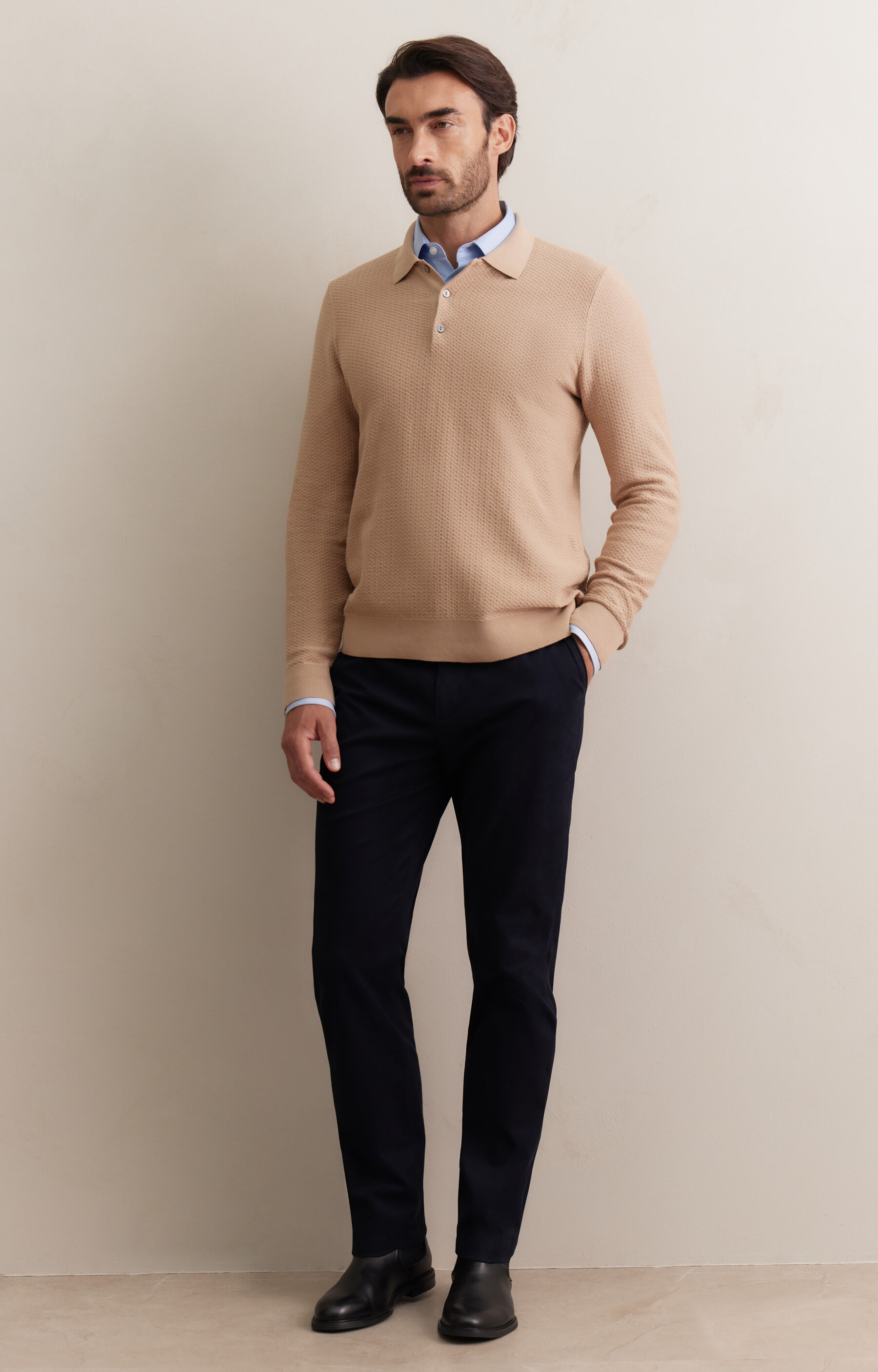 Bawełniany sweter polo - 4