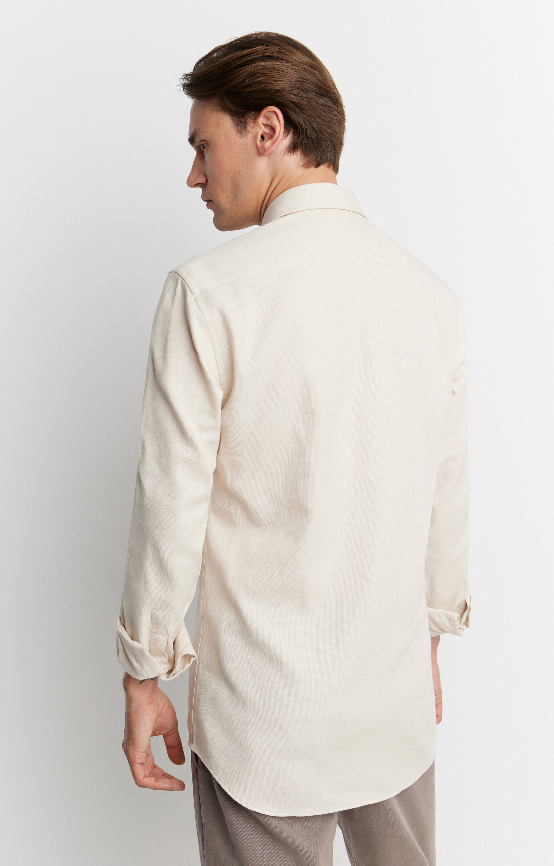 Koszula slim fit z dodatkiem lnu - 5