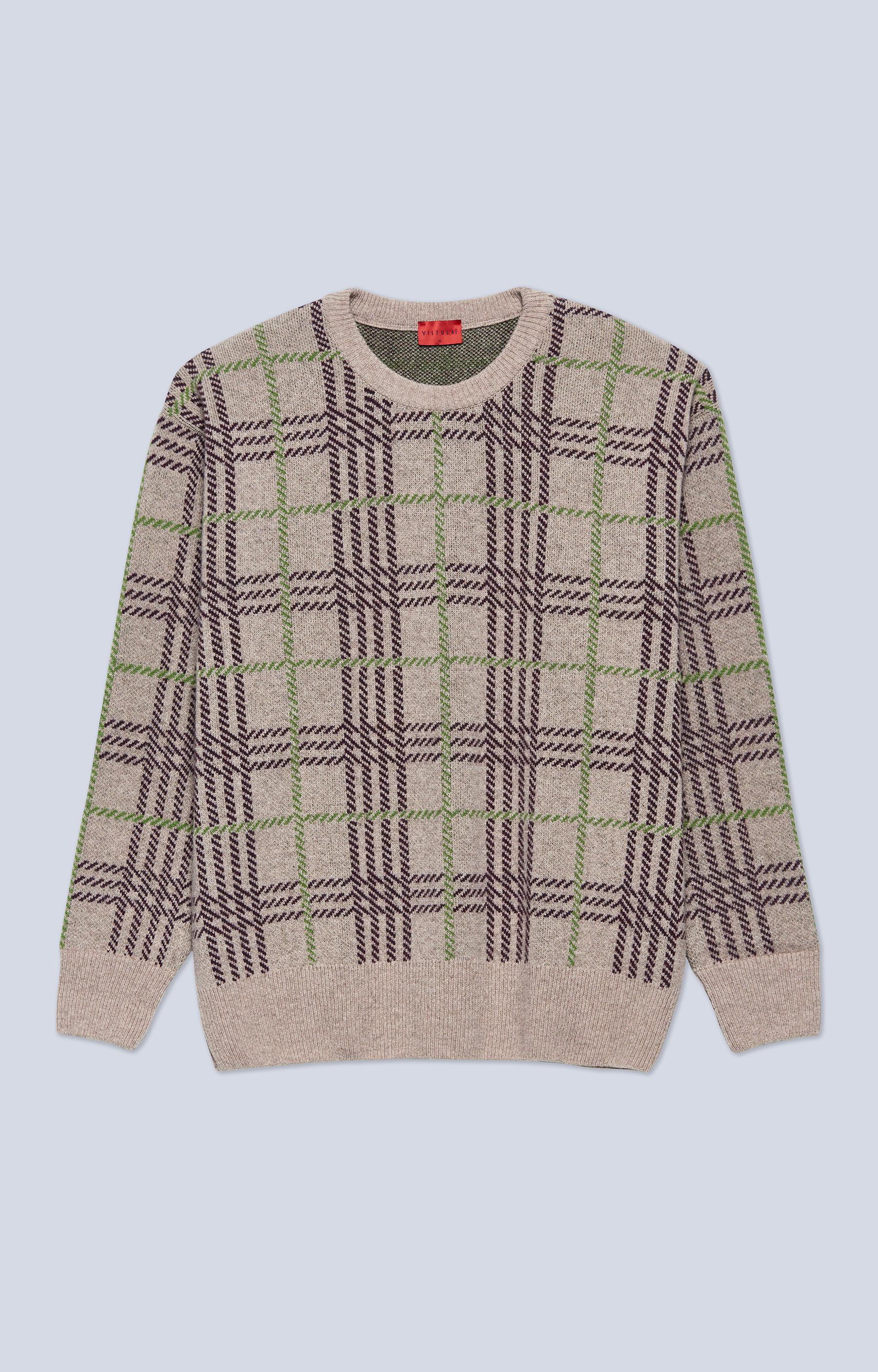 Wełniany sweter oversize w kratę