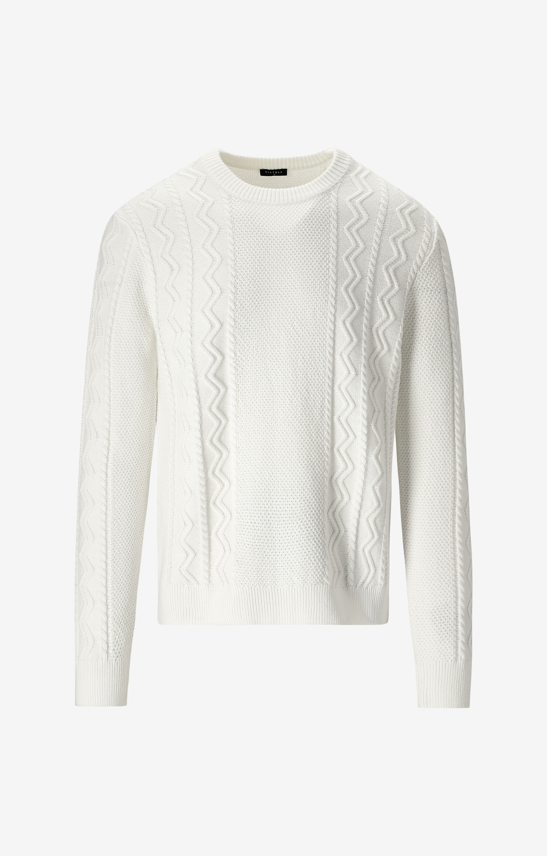 Sweter round neck o warkoczowym splocie - 2