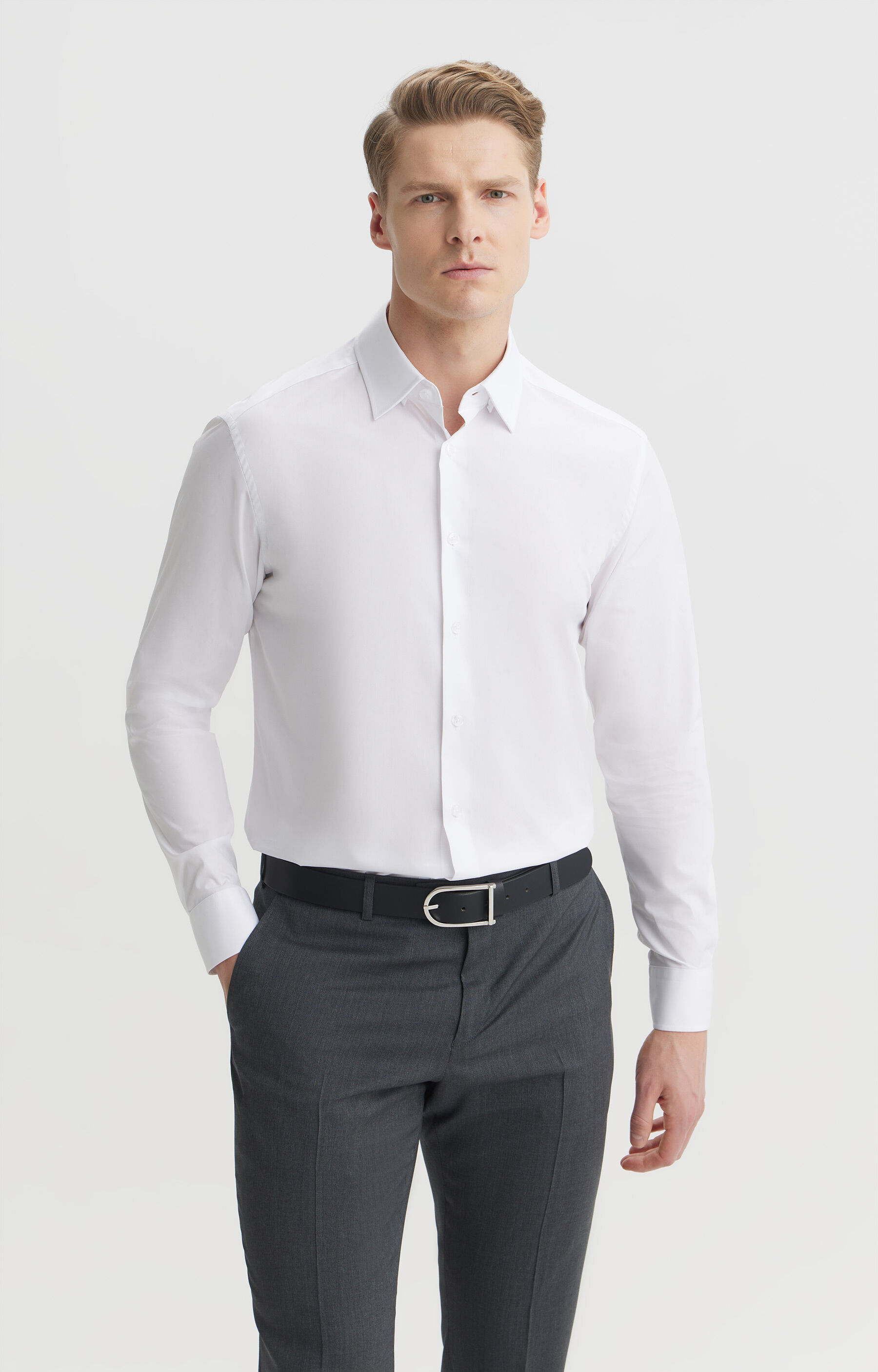 Gładka koszula slim fit