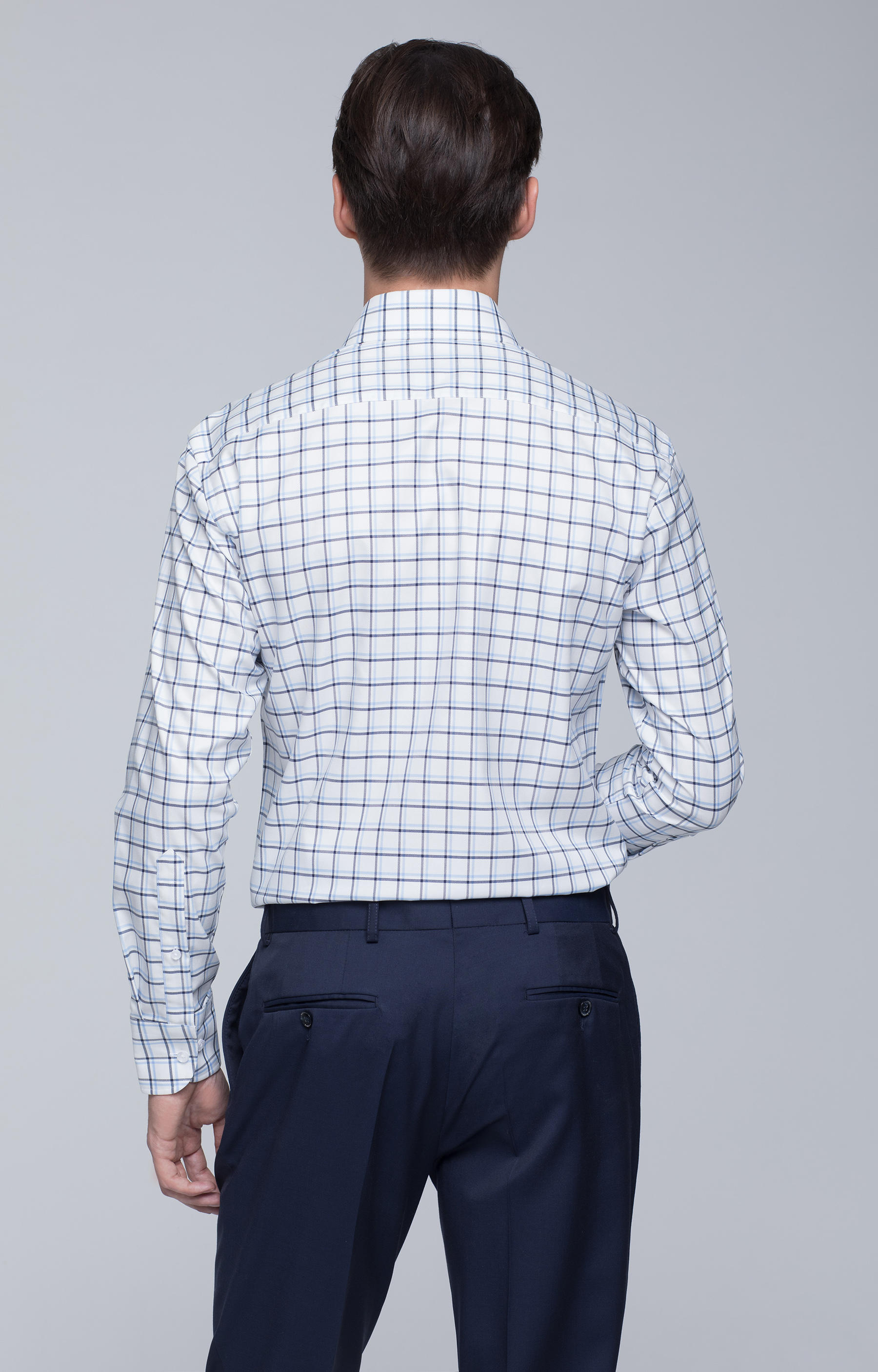 Koszula w kratę z włoskim kołnierzem - 2