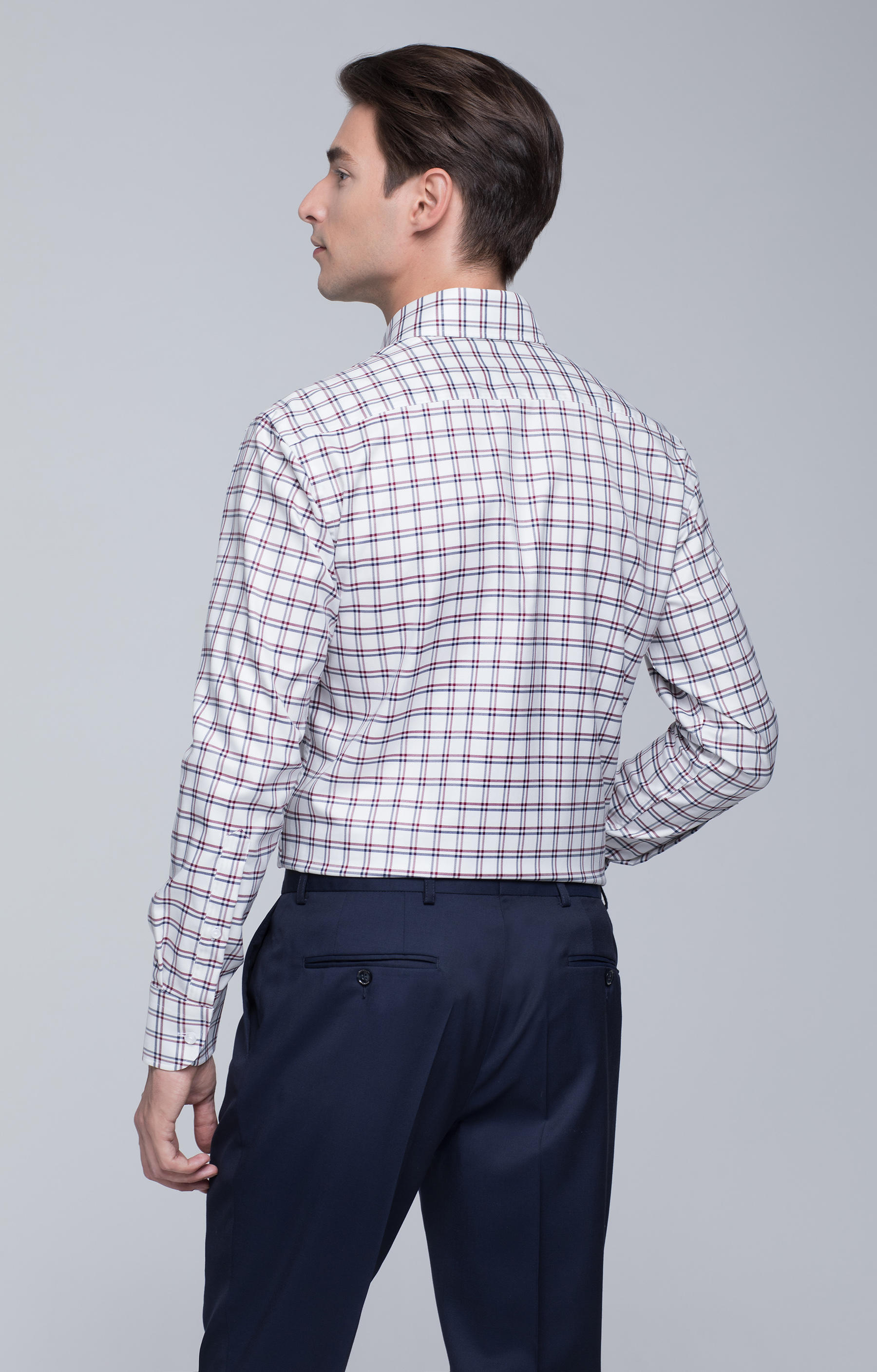 Koszula w kratę z włoskim kołnierzem - 2