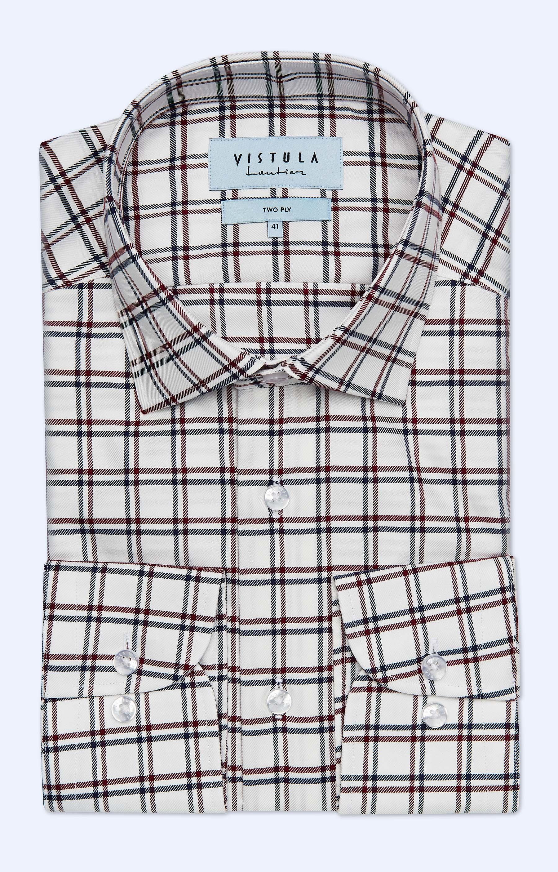 Koszula w kratę z włoskim kołnierzem - 4