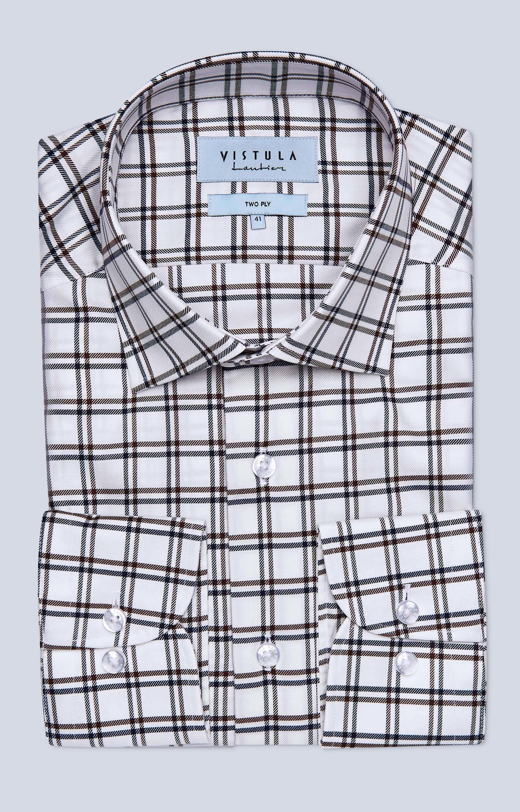 Koszula w kratę z włoskim kołnierzem - 4