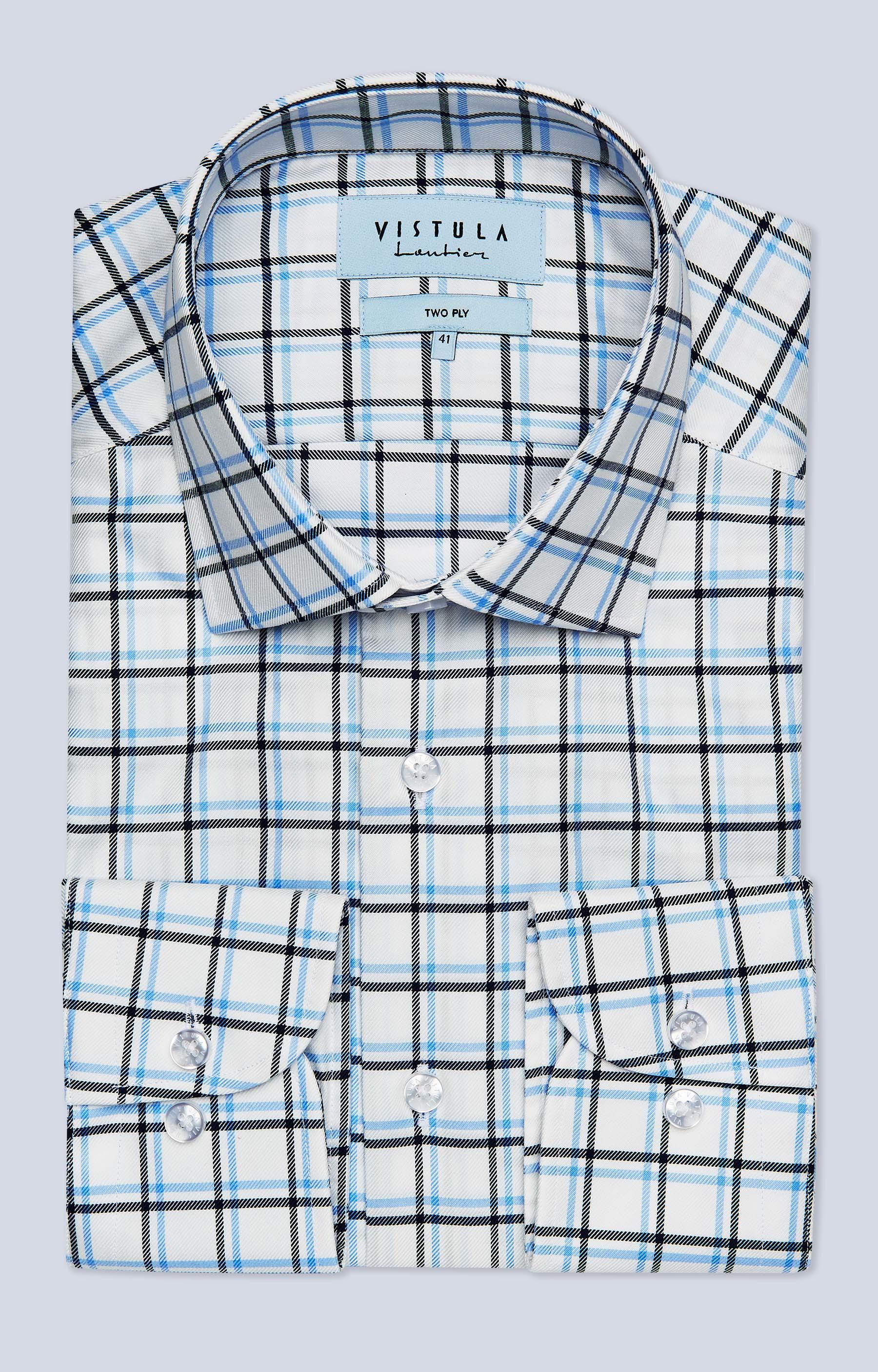 Koszula w kratę z włoskim kołnierzem - 4