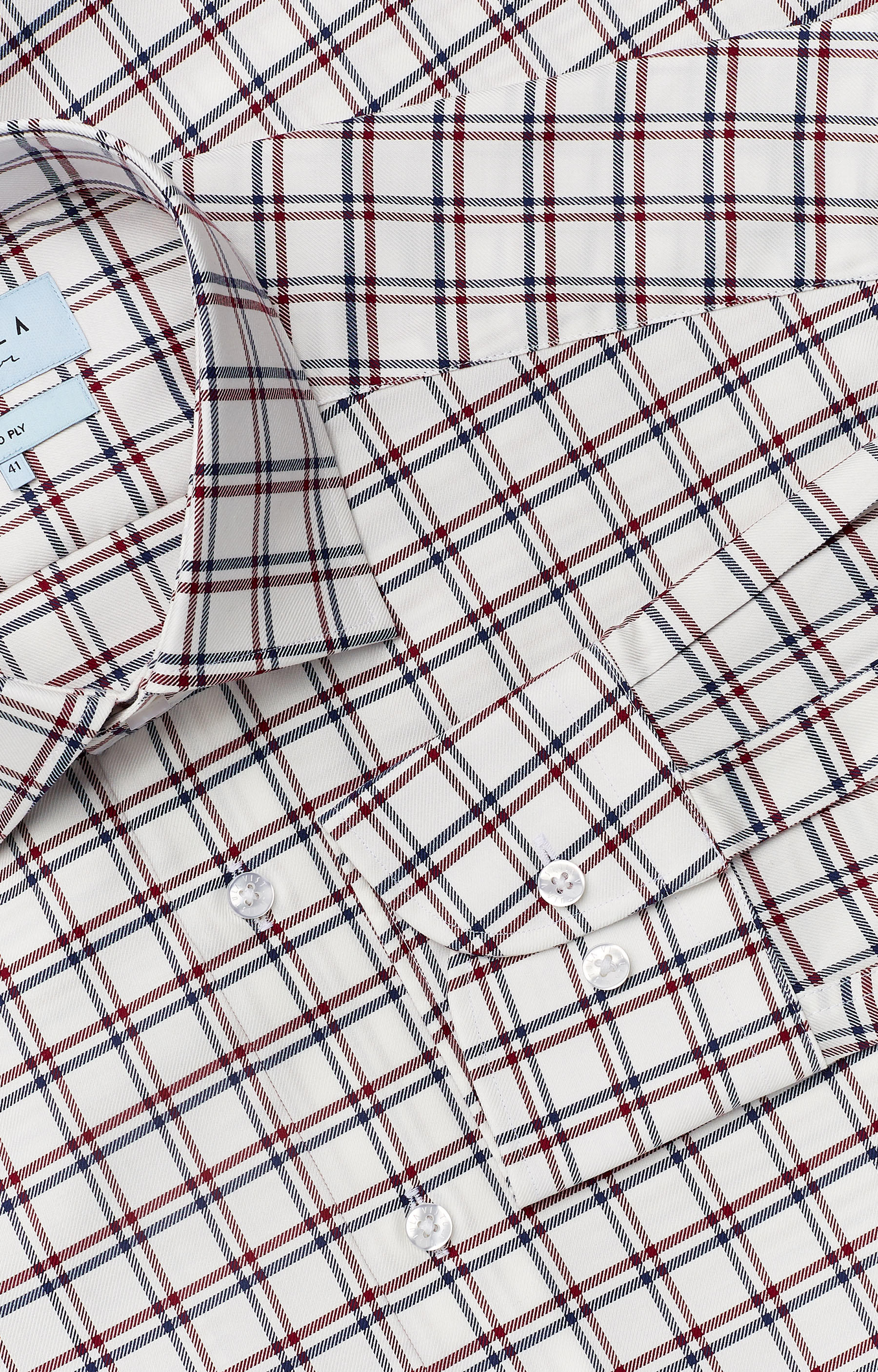 Koszula w kratę z włoskim kołnierzem - 5