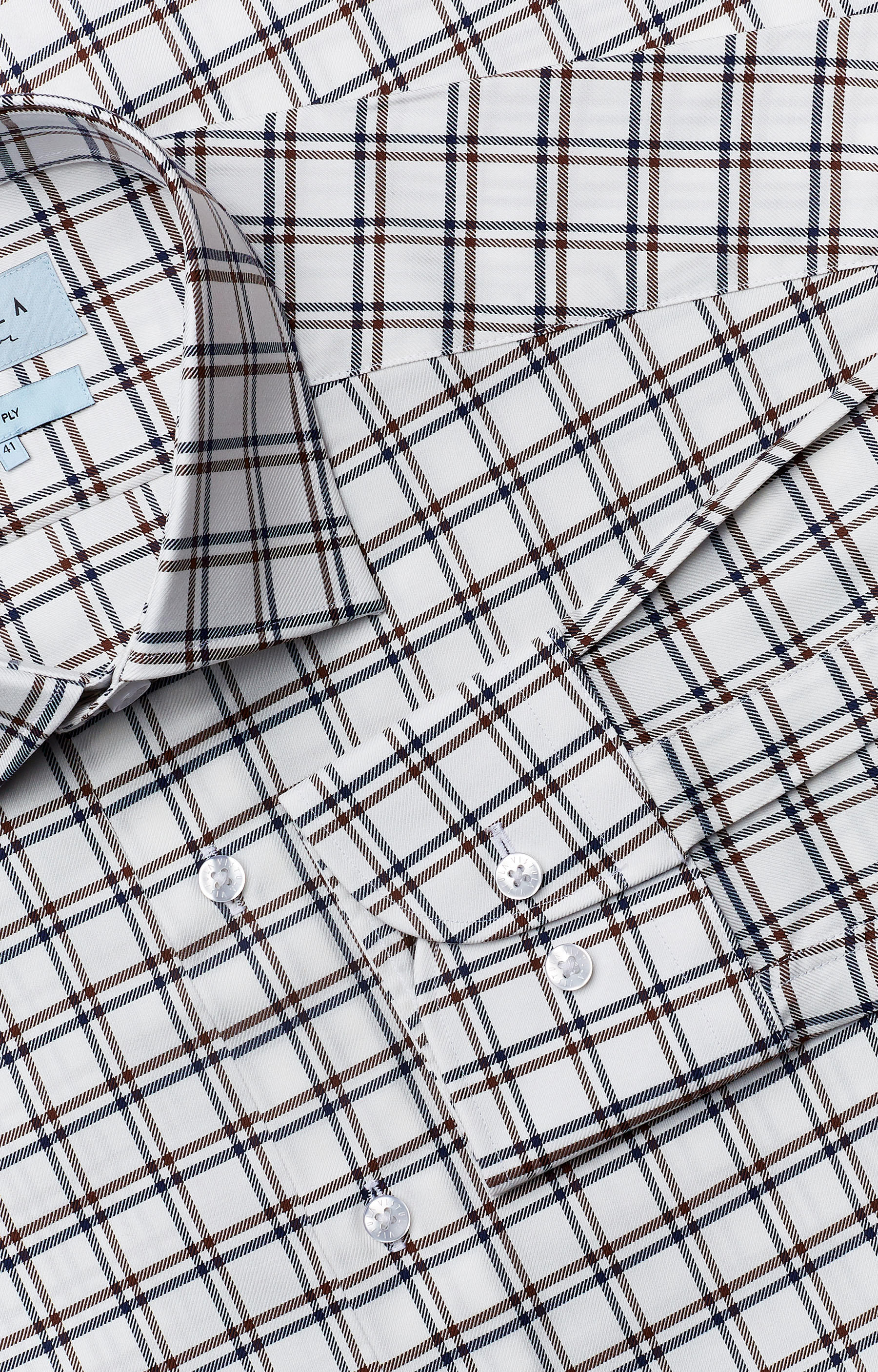 Koszula w kratę z włoskim kołnierzem - 5