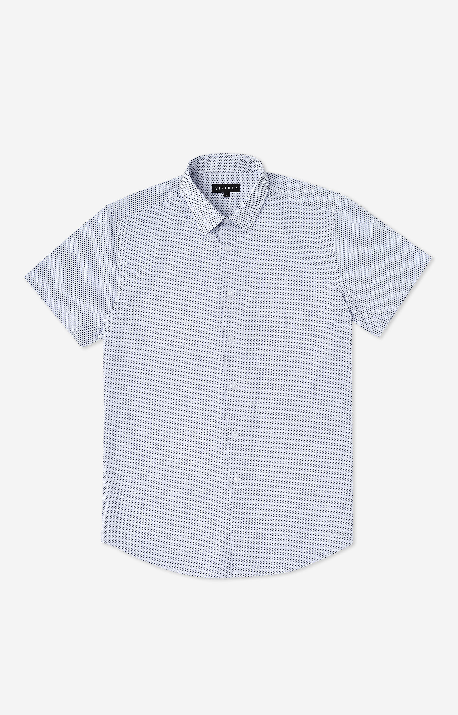 Dopasowana koszula z krótkim rękawem w print z kołnierzem kryte button-down