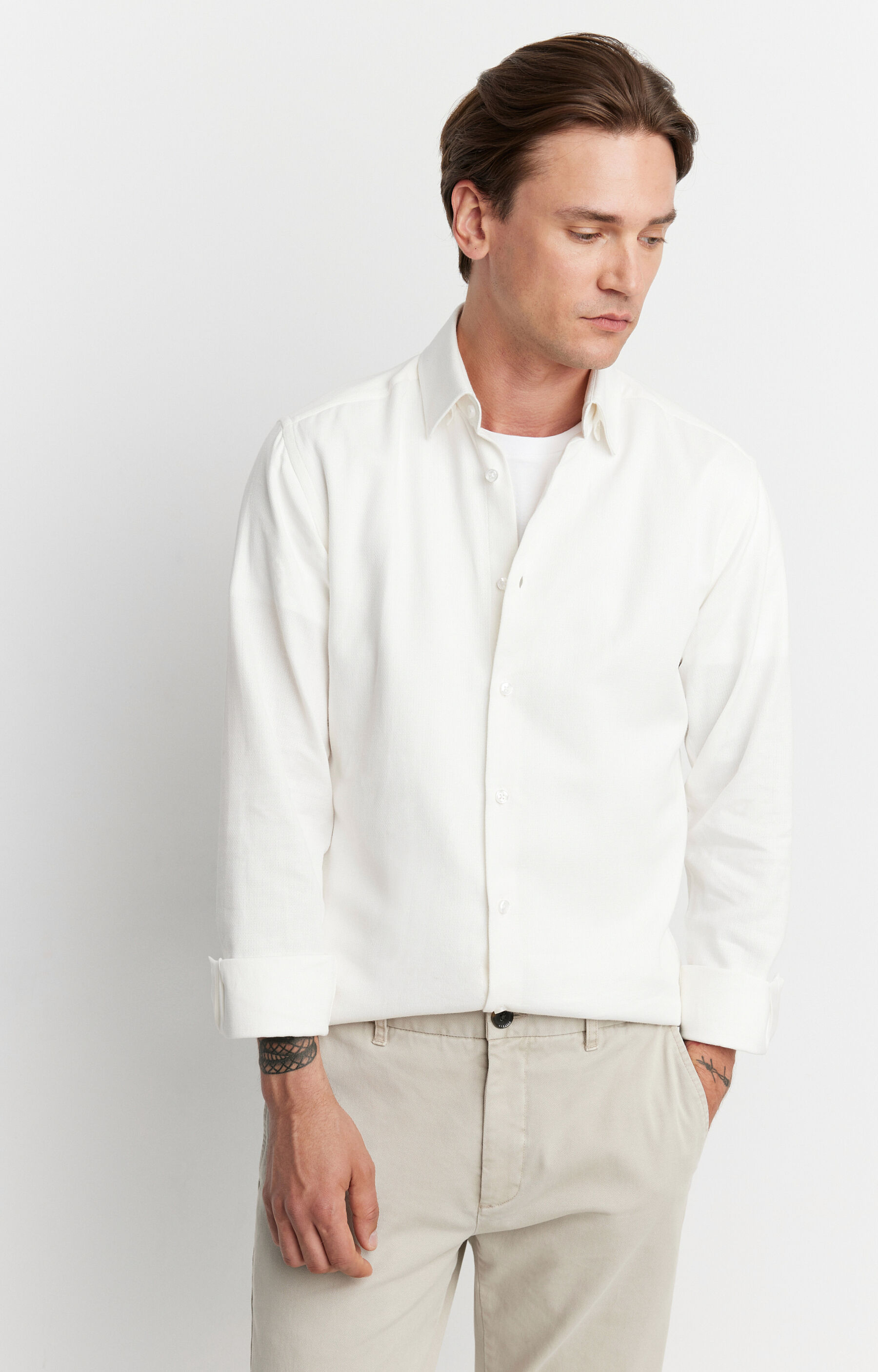 Koszula slim fit z dodatkiem lnu