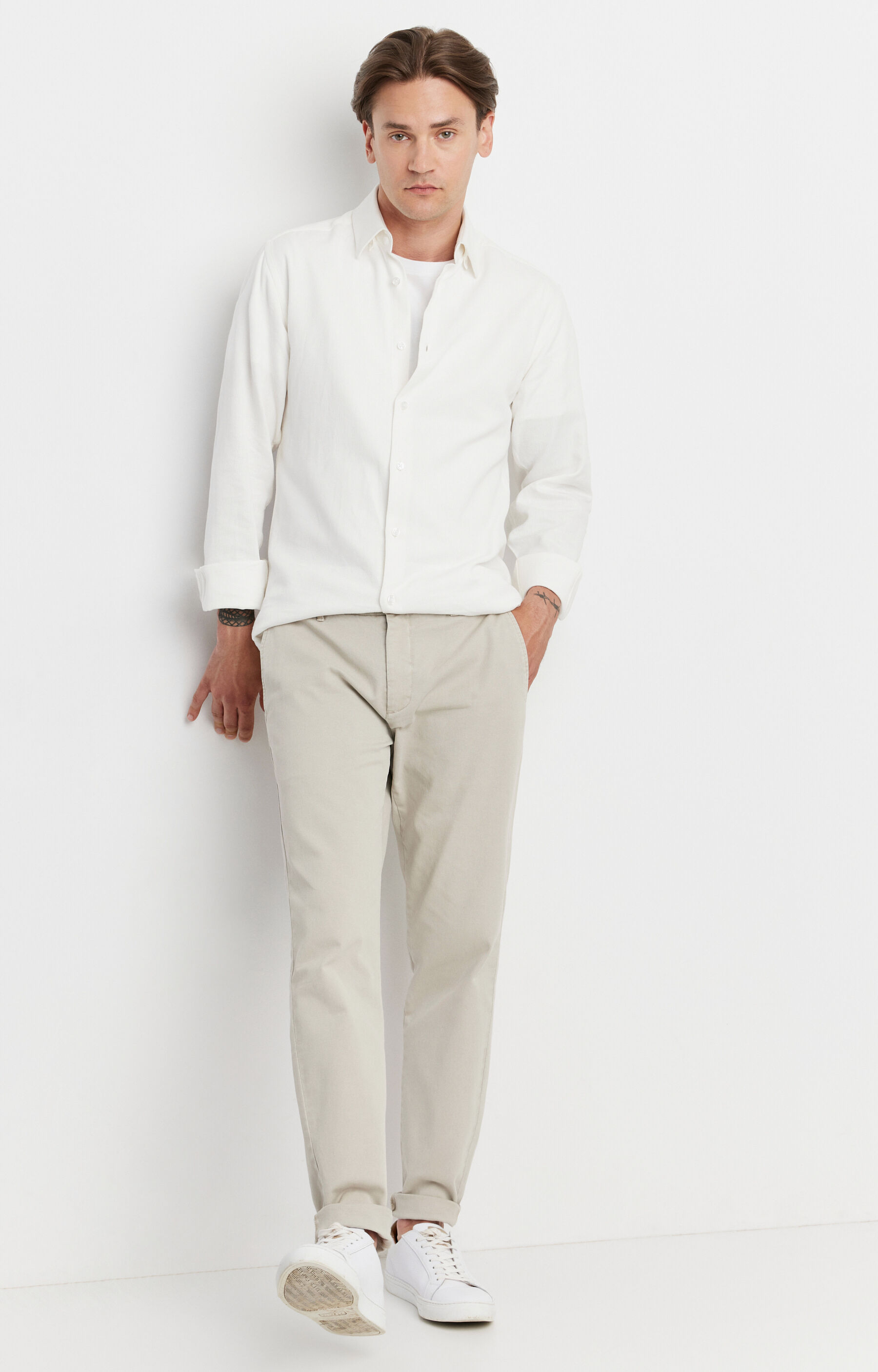 Koszula slim fit z dodatkiem lnu - 4