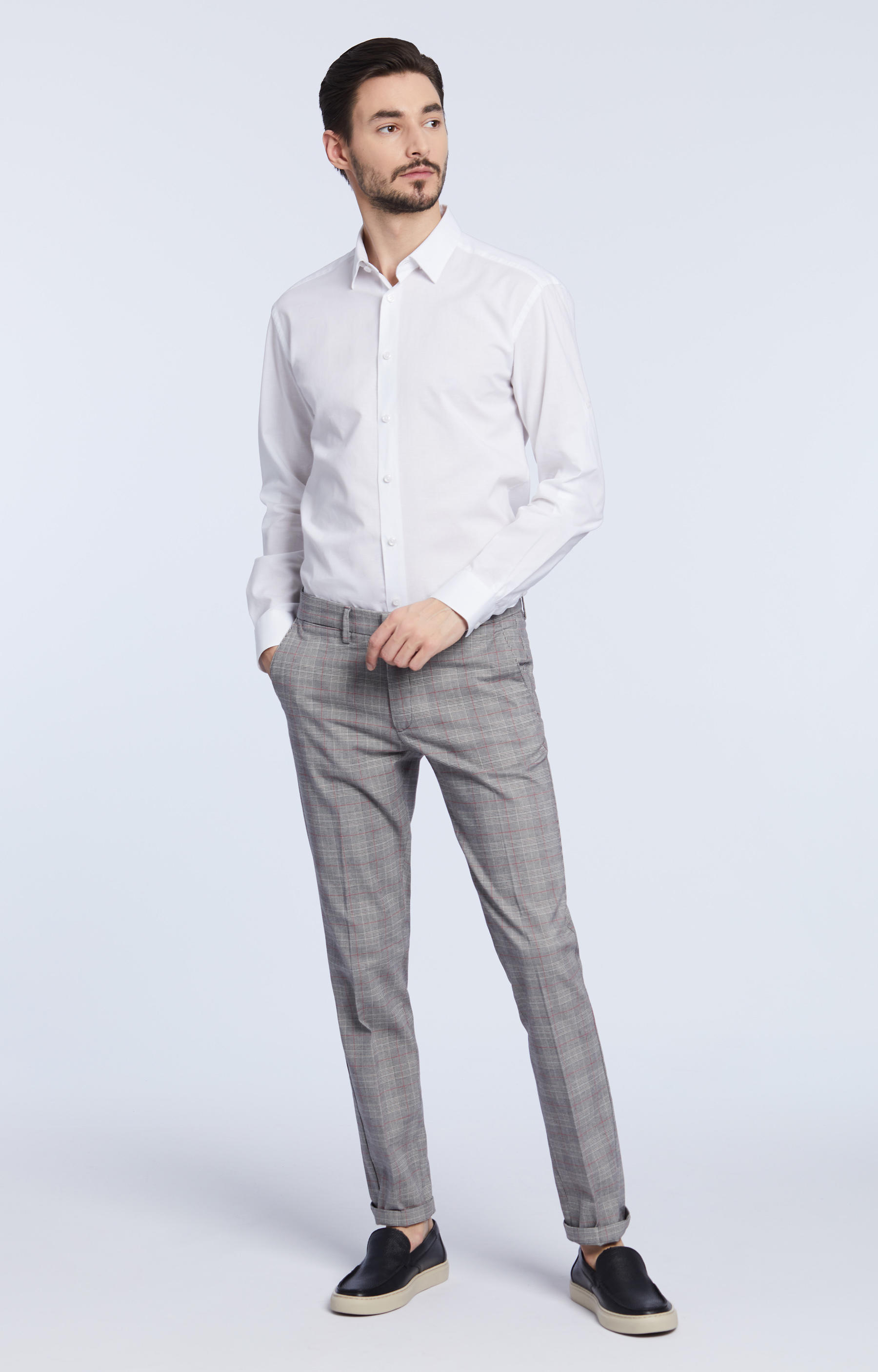 Elegancka koszula, kołnierz kryty button down