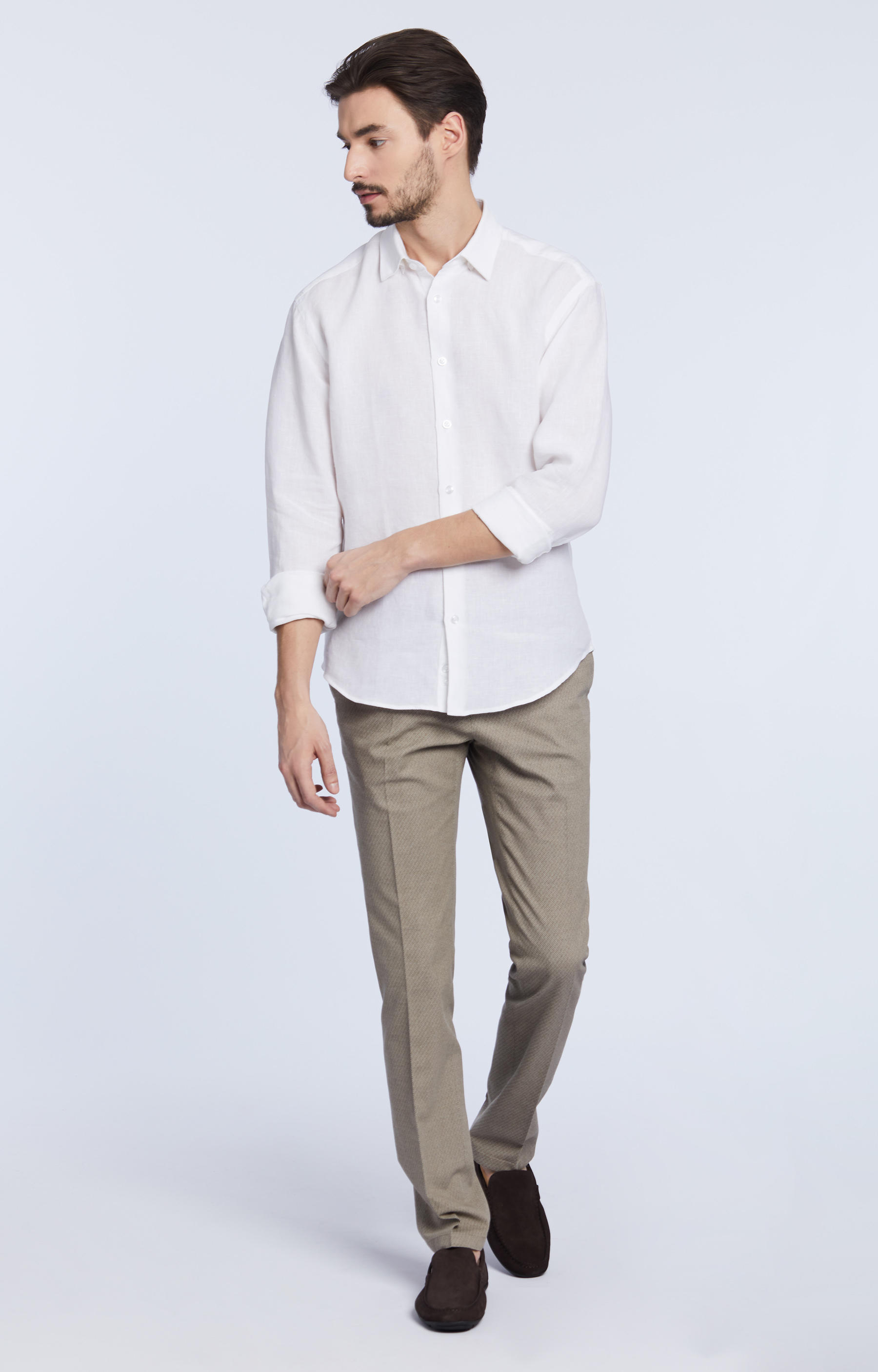 Elegancka koszula, kołnierz kryty button down