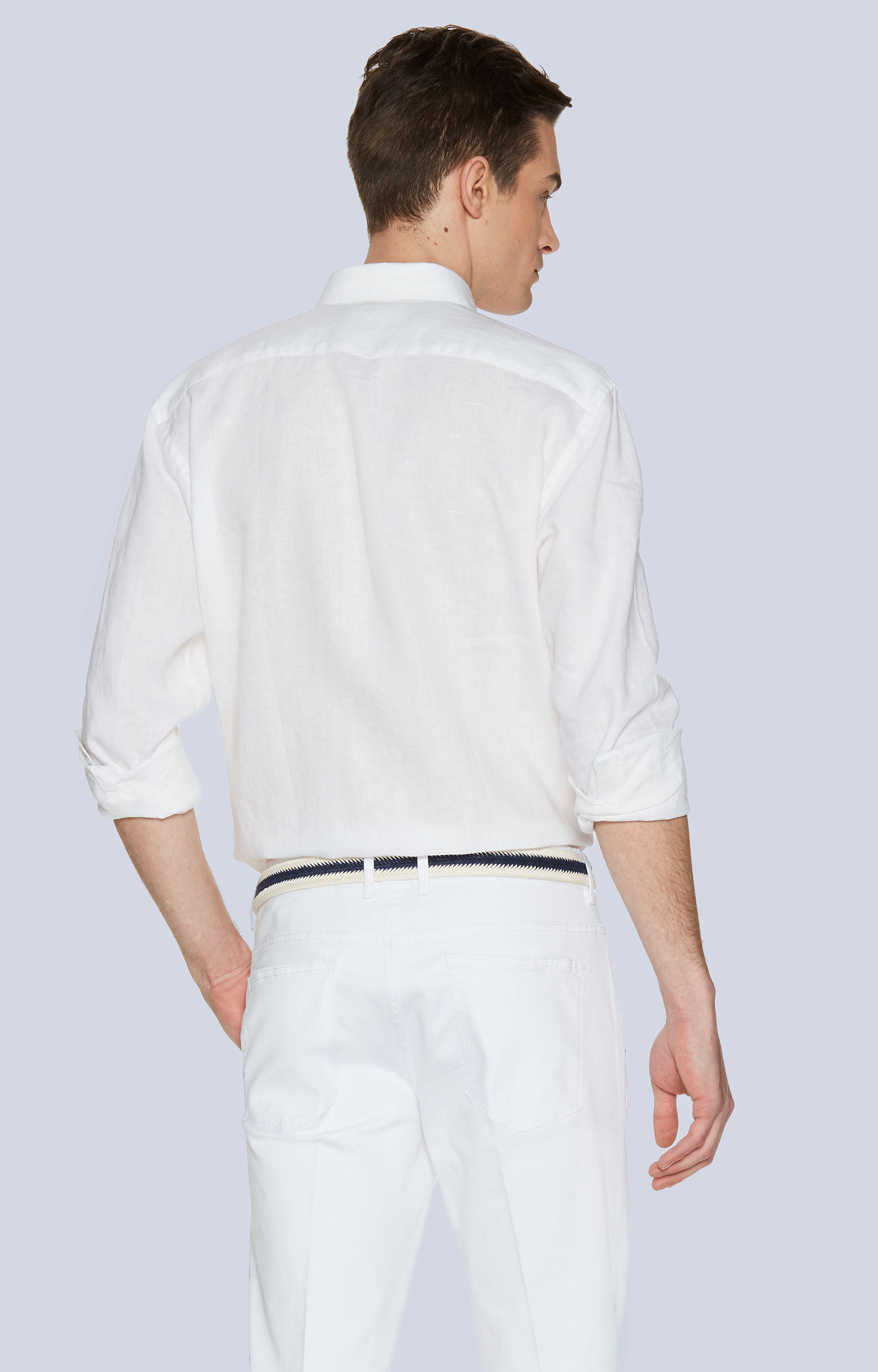 Koszula z lnu z kołnierzem kryte button-down - 3