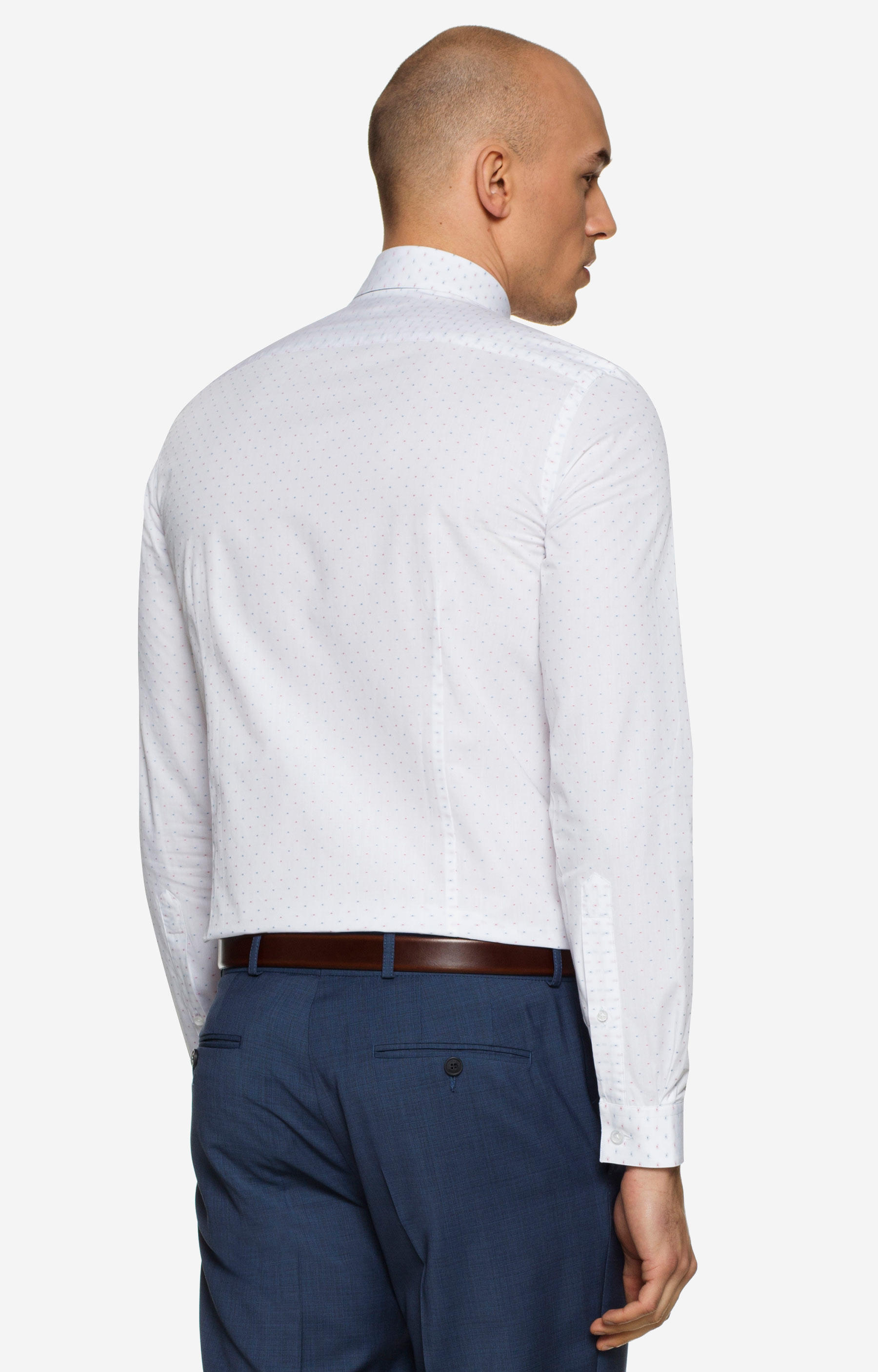 Dopasowana koszula w mikrowzór, kołnierz button-down - 2