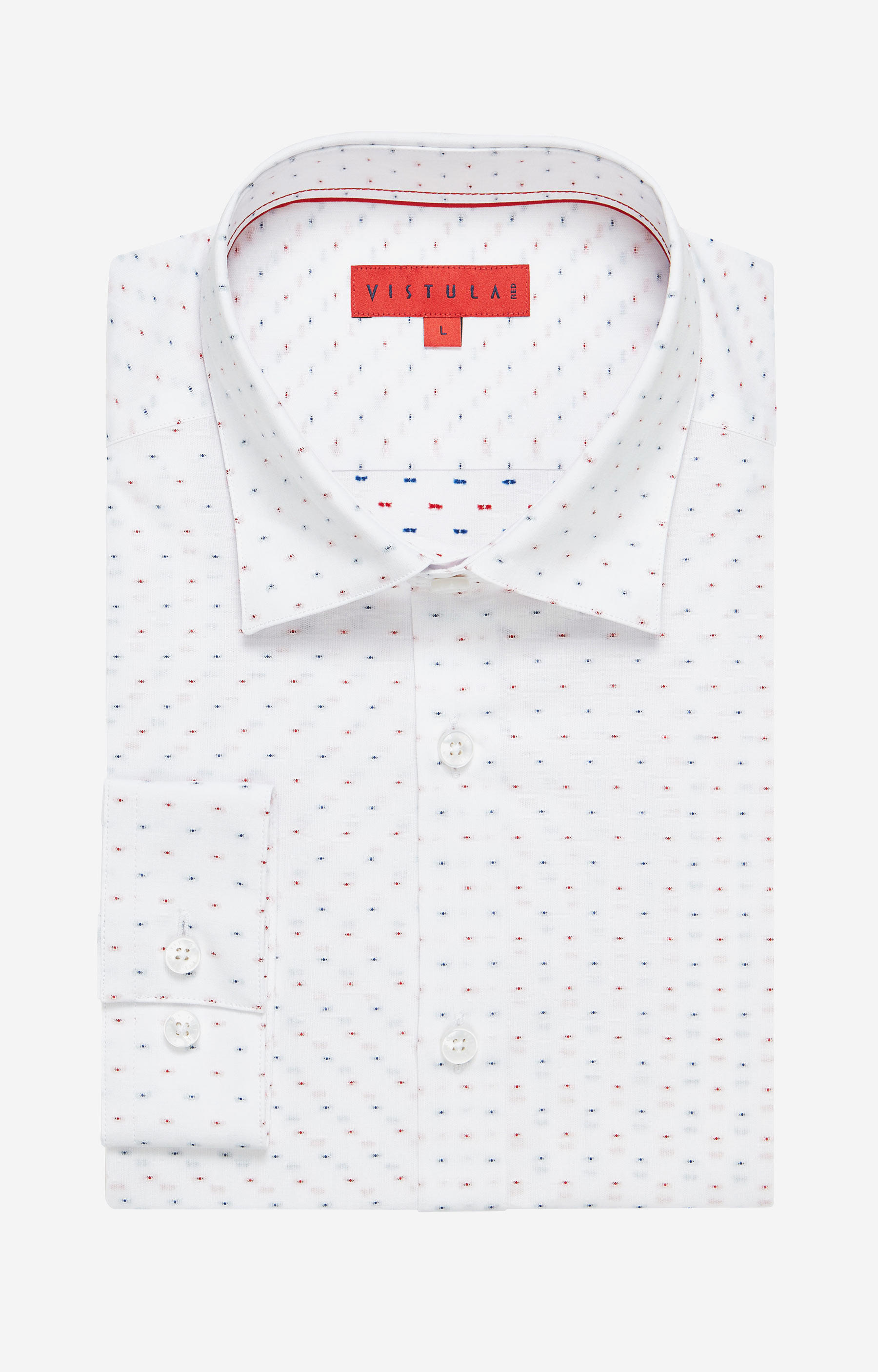 Dopasowana koszula w mikrowzór, kołnierz button-down - 3