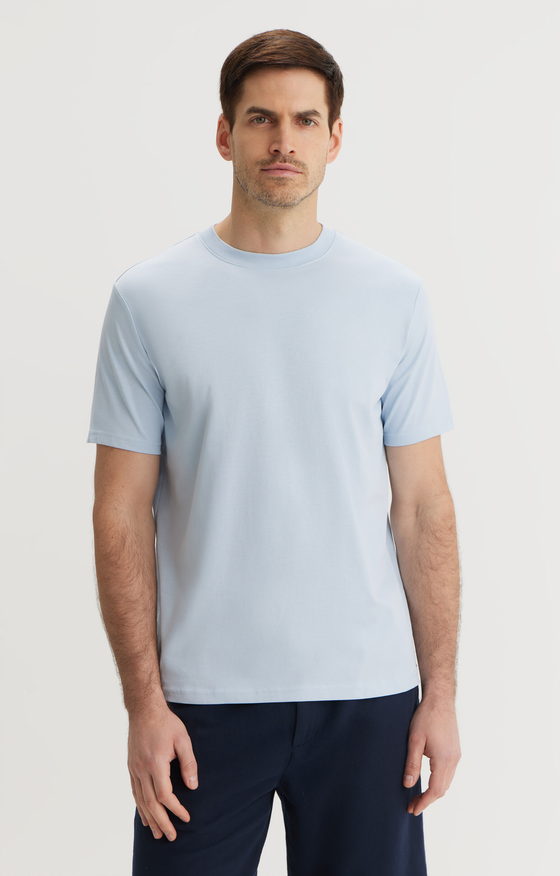 Niebieski t-shirt z bawełny merceryzowanej