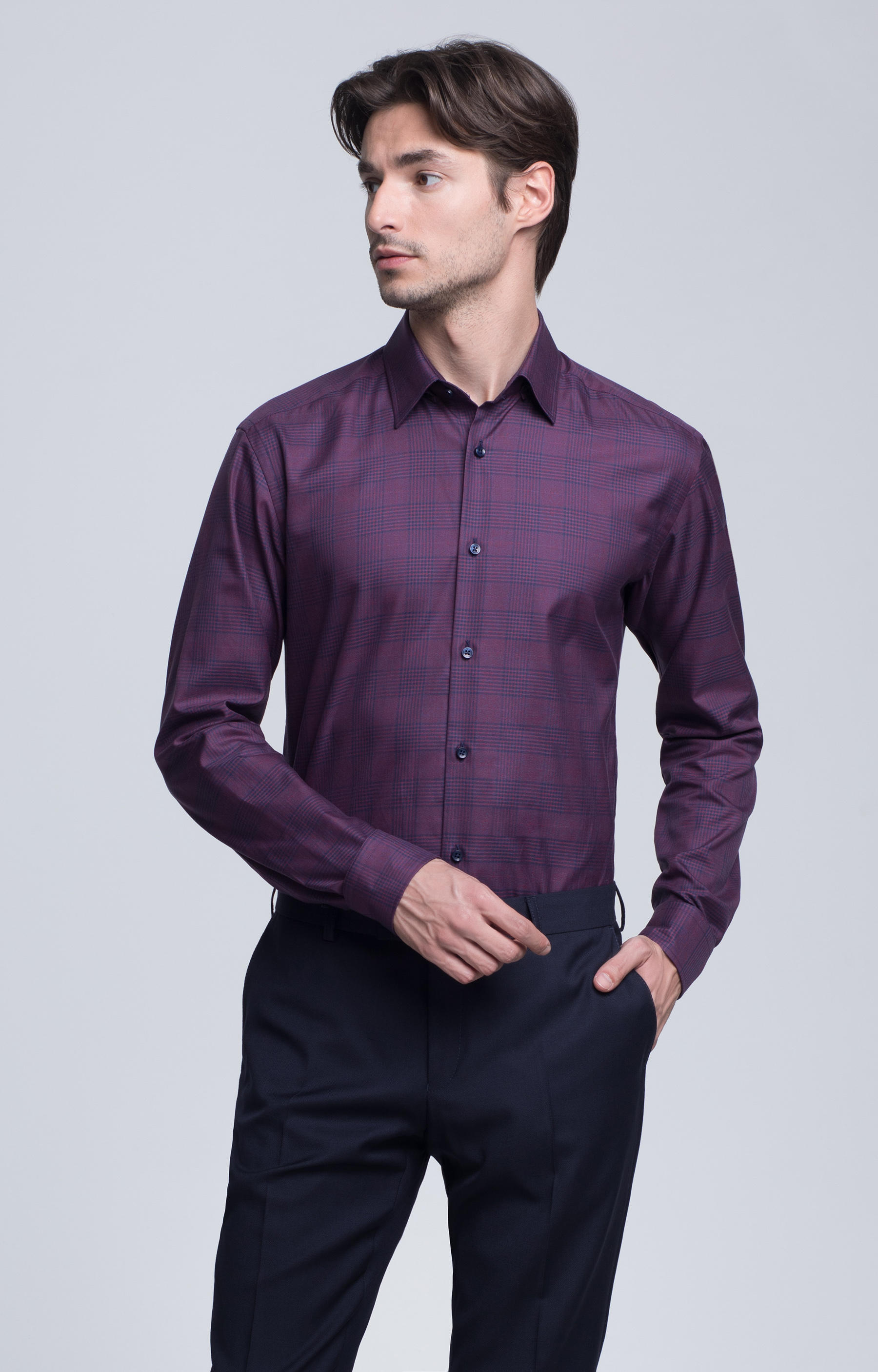 Koszula w kratę, kołnierz kryte button-down - 2