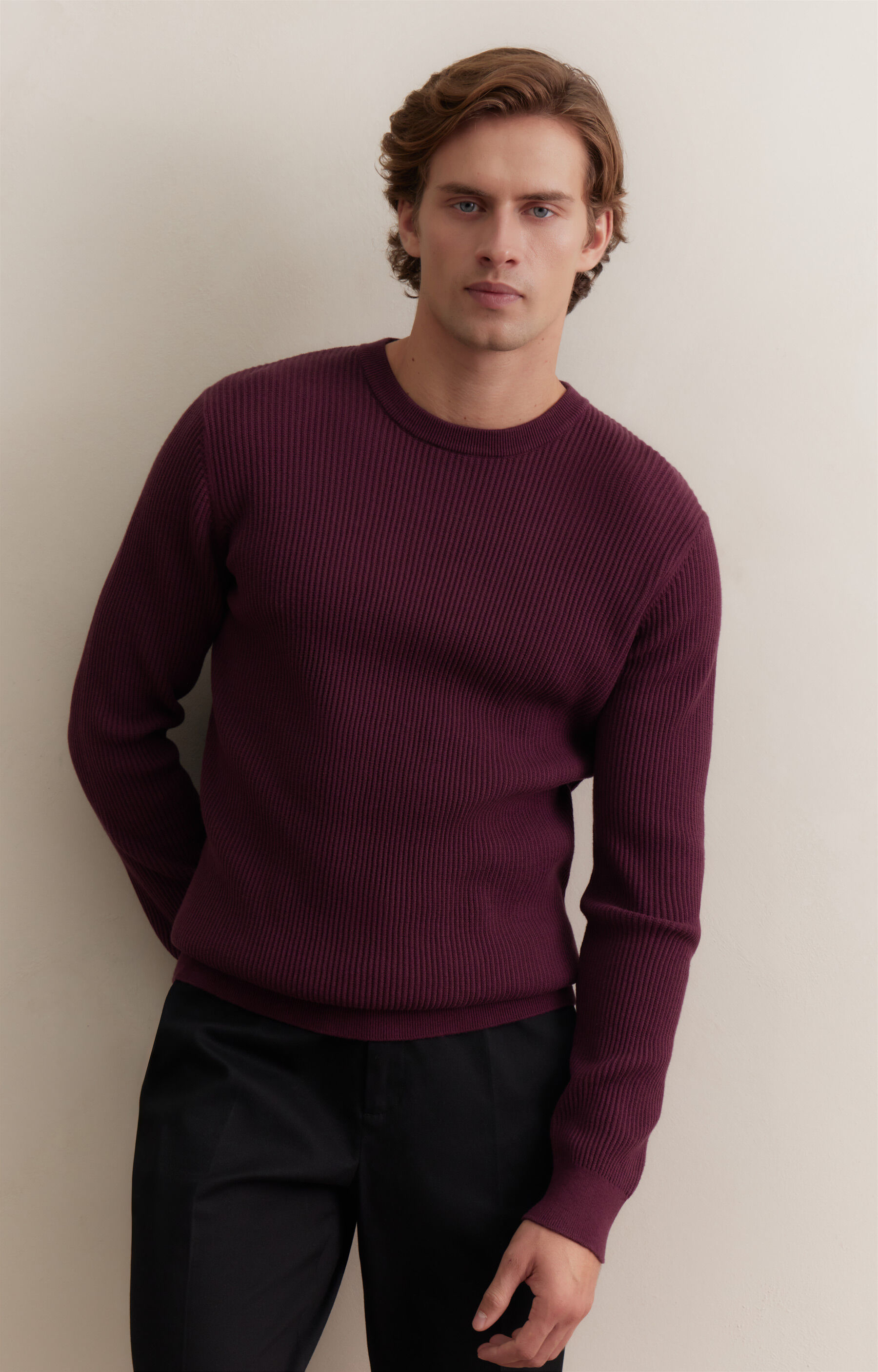 Sweter round neck w prążek - 6