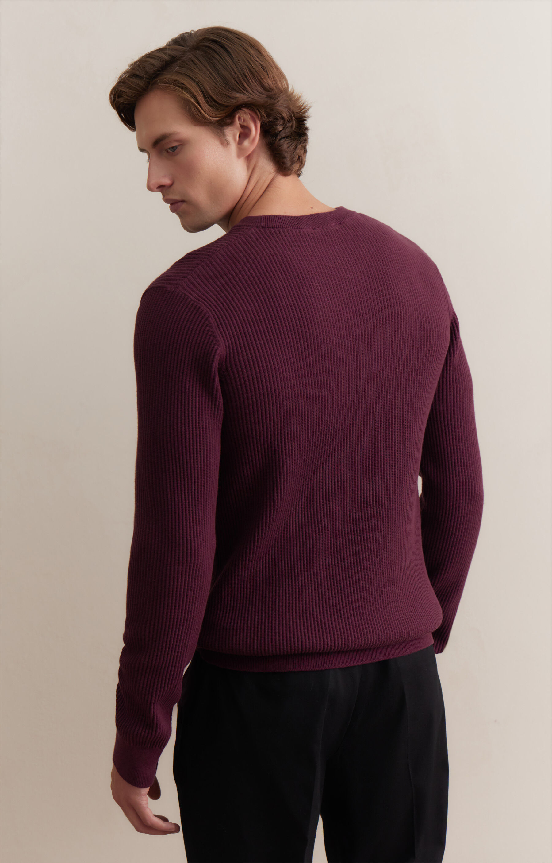 Sweter round neck w prążek - 2