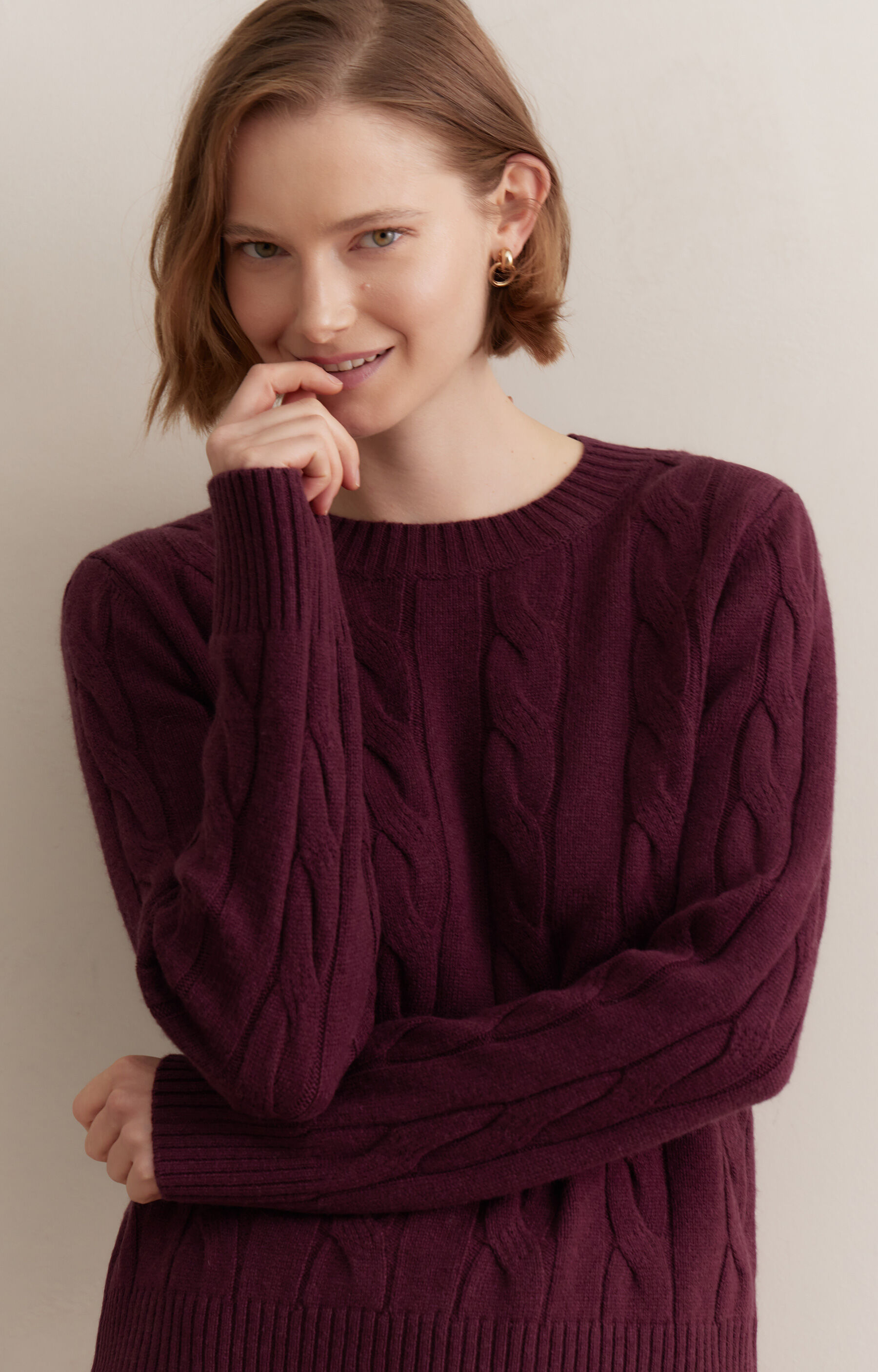 Wełniany sweter round neck - 4