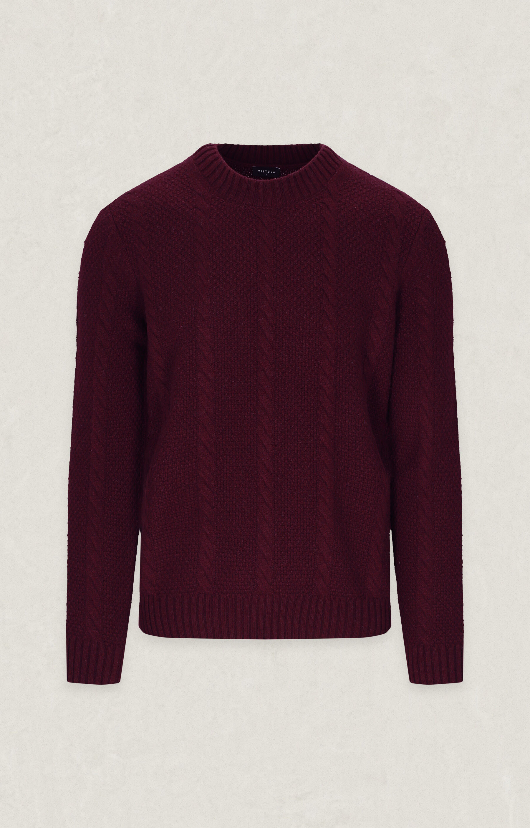 Bordowy sweter w geometryczny wzór - 2