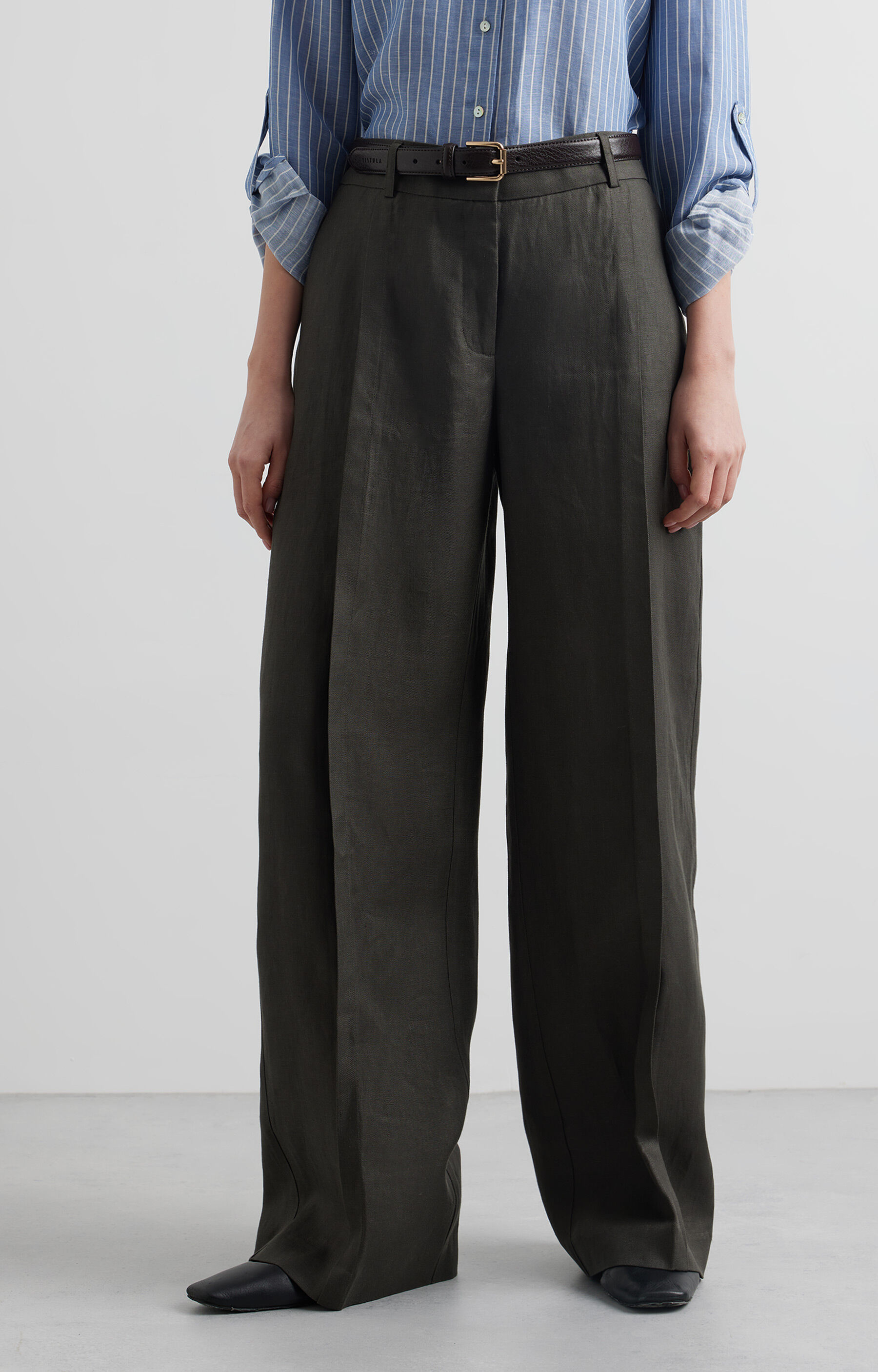 Lniane spodnie regular - 2