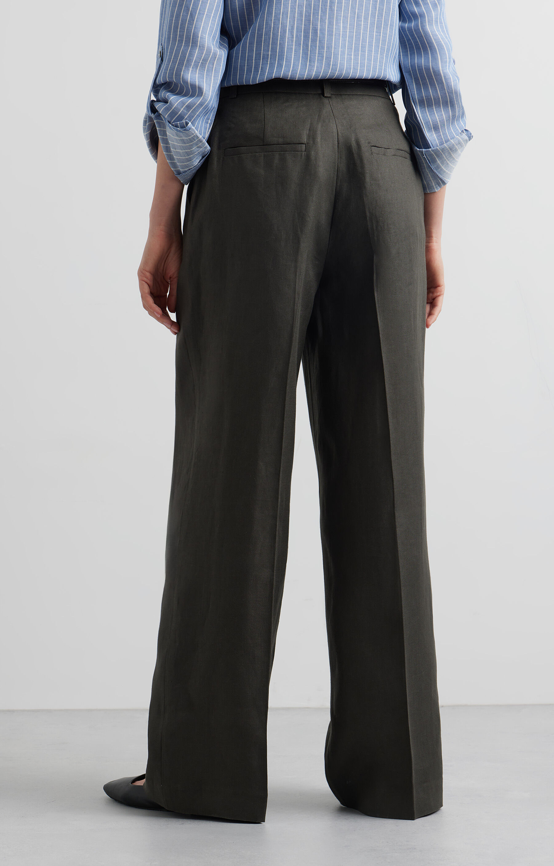 Lniane spodnie regular - 3