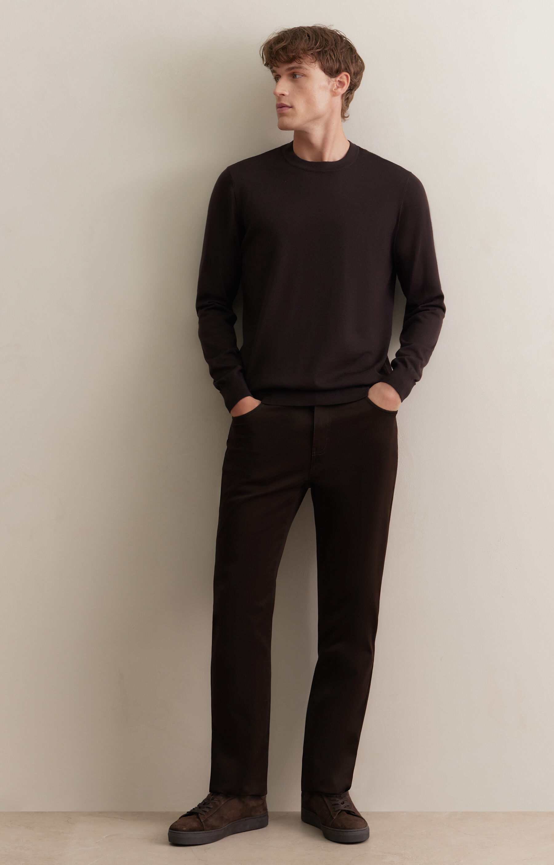 Gładki sweter round neck - 3