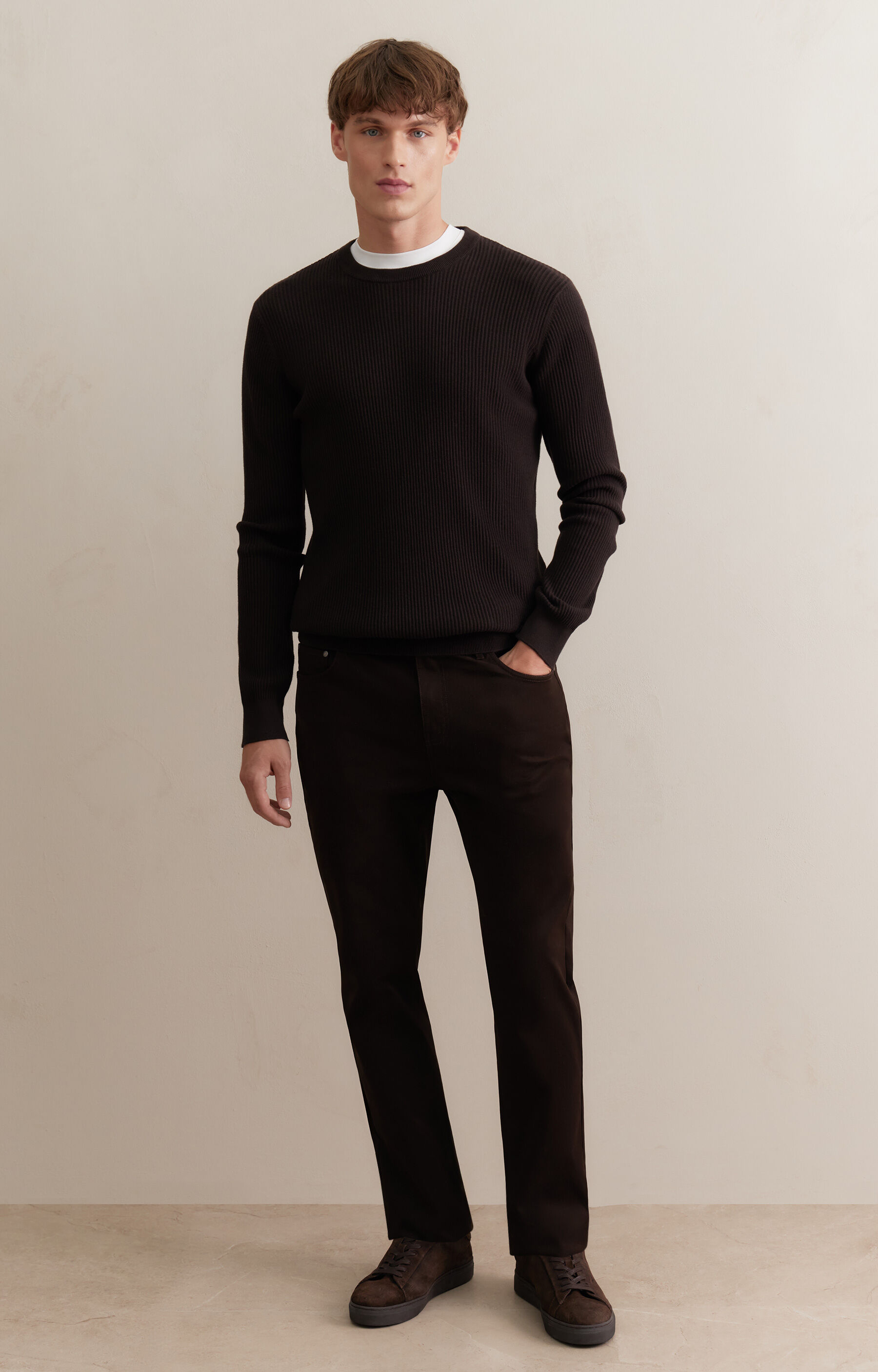 Sweter round neck w prążek - 3