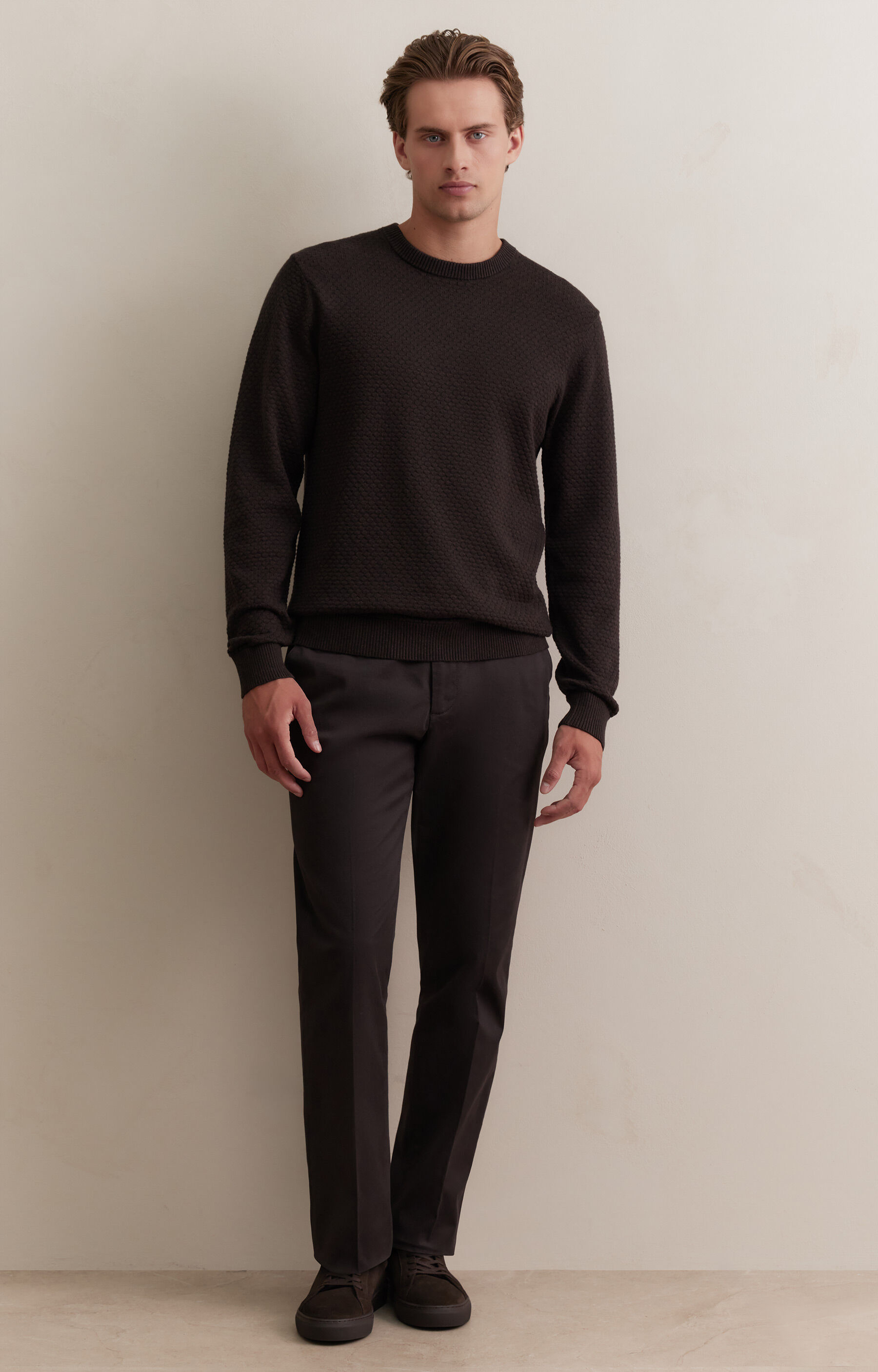 Geometryczny sweter round neck - 4
