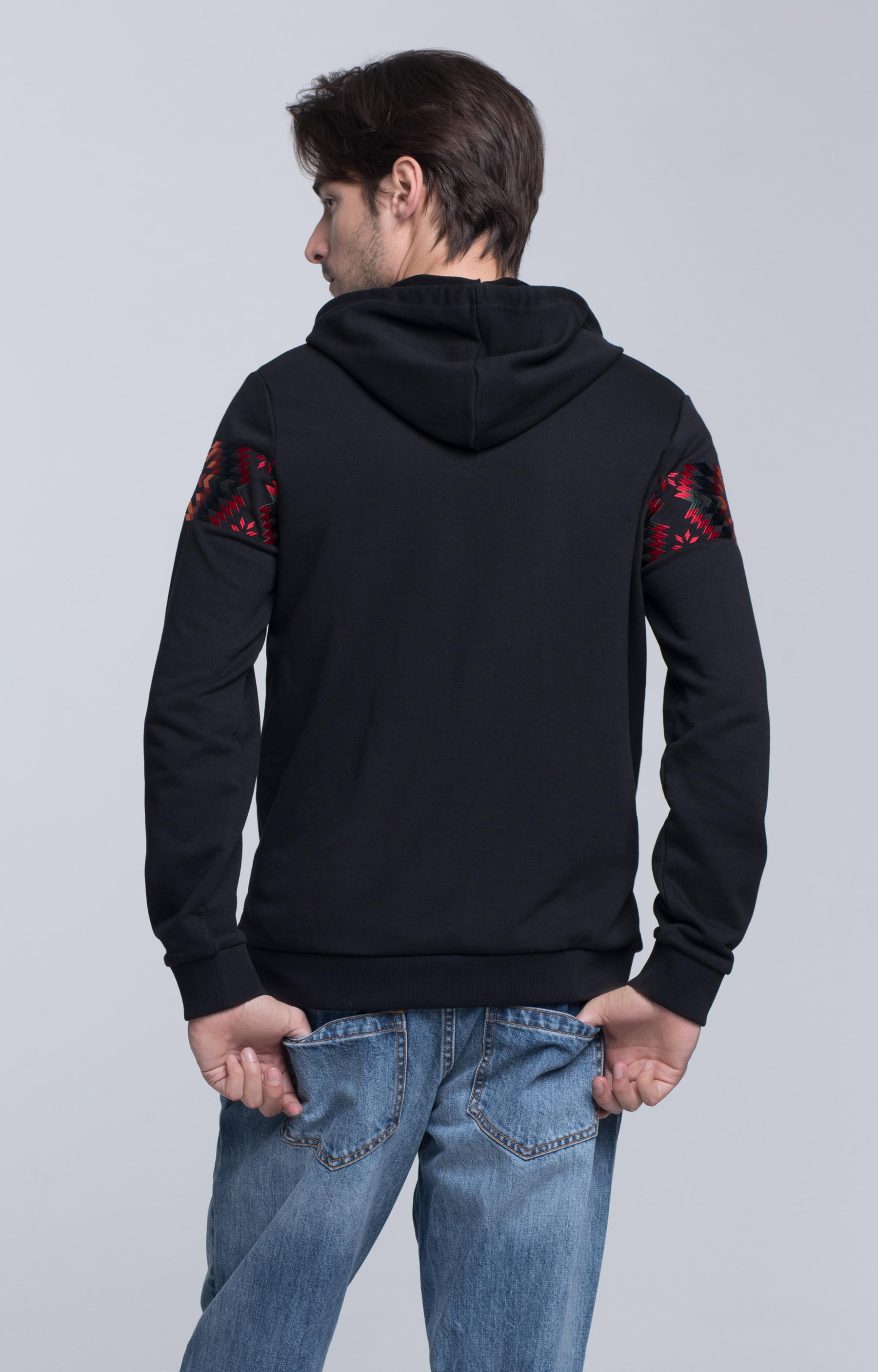 Rozpinana bluza z kapturem z haftowanym wzorem - 3