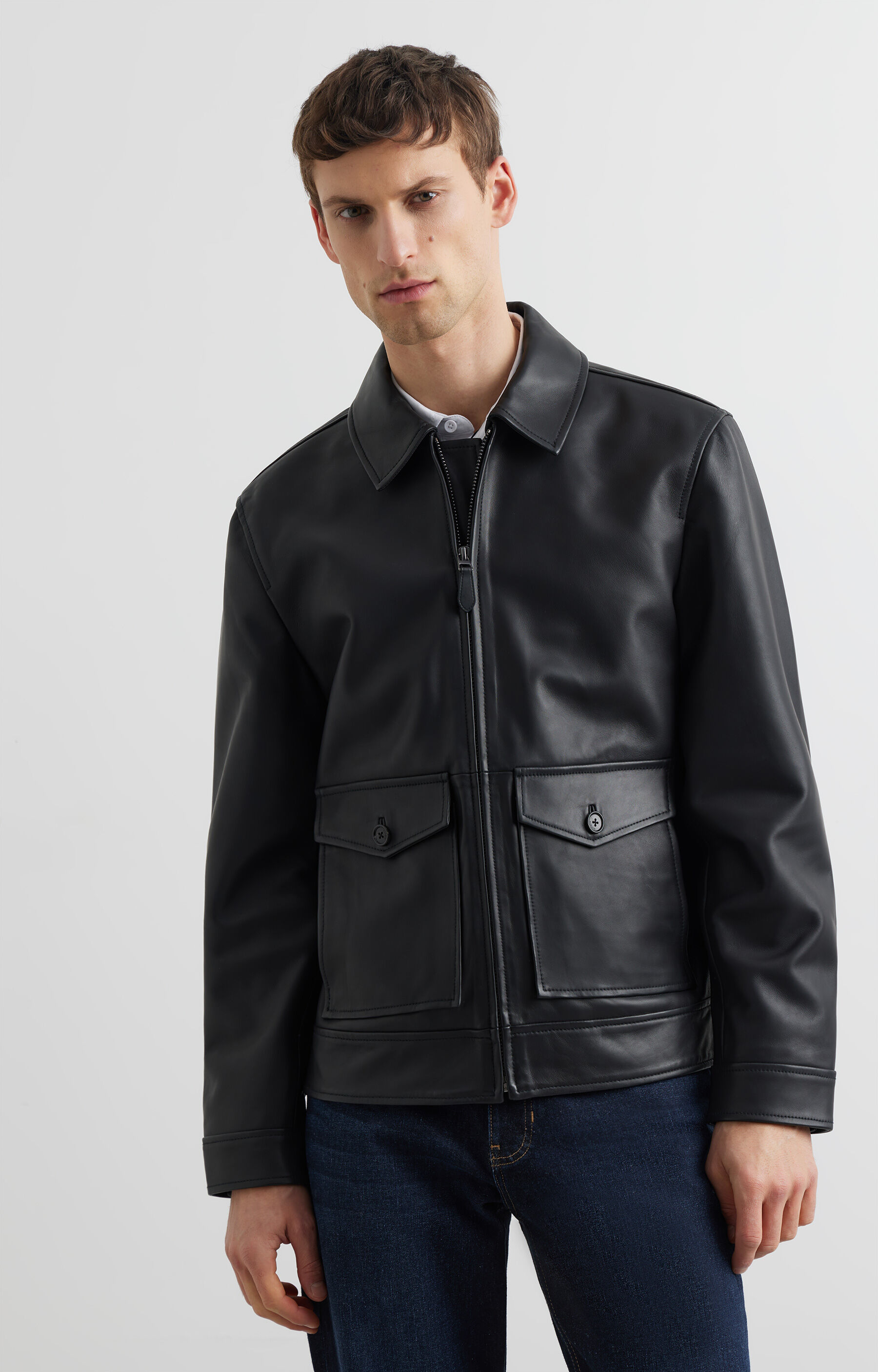 Skórzana kurtka typu harrington