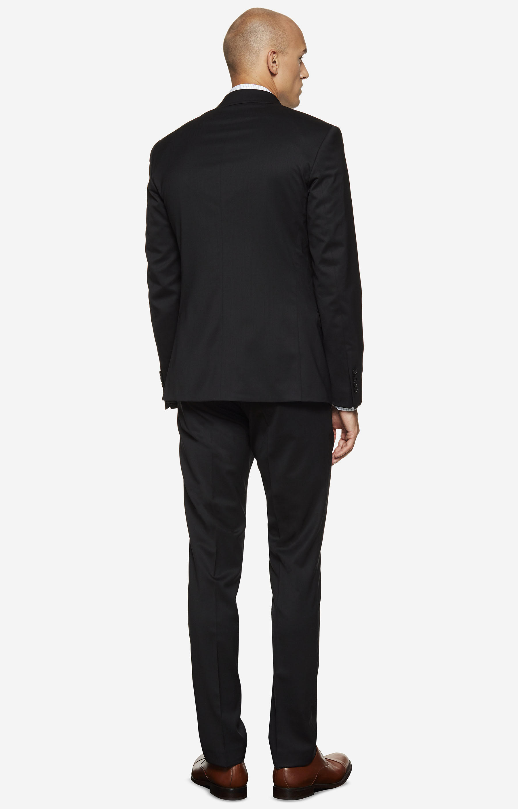 Dopasowany, wełniany garnitur z tkaniny o diagonalnym splocie - 3