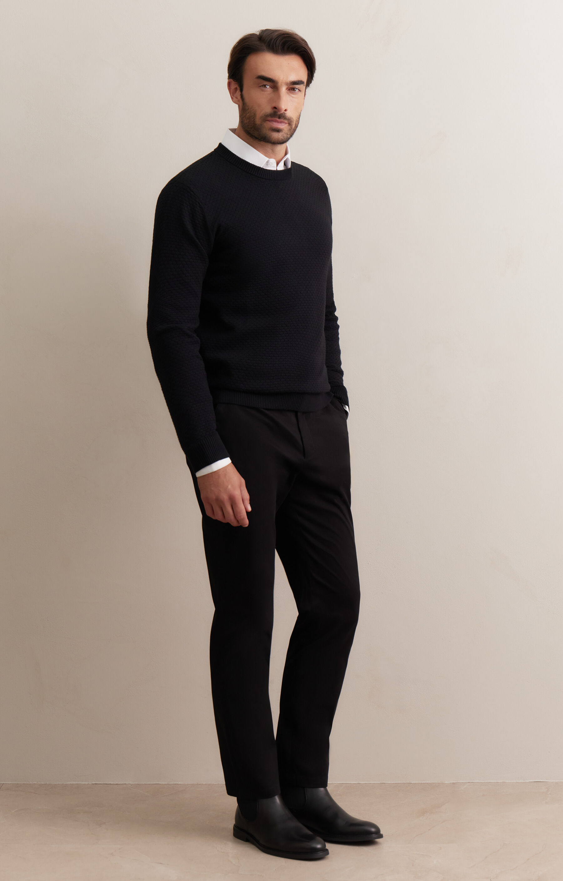 Geometryczny sweter round neck - 4