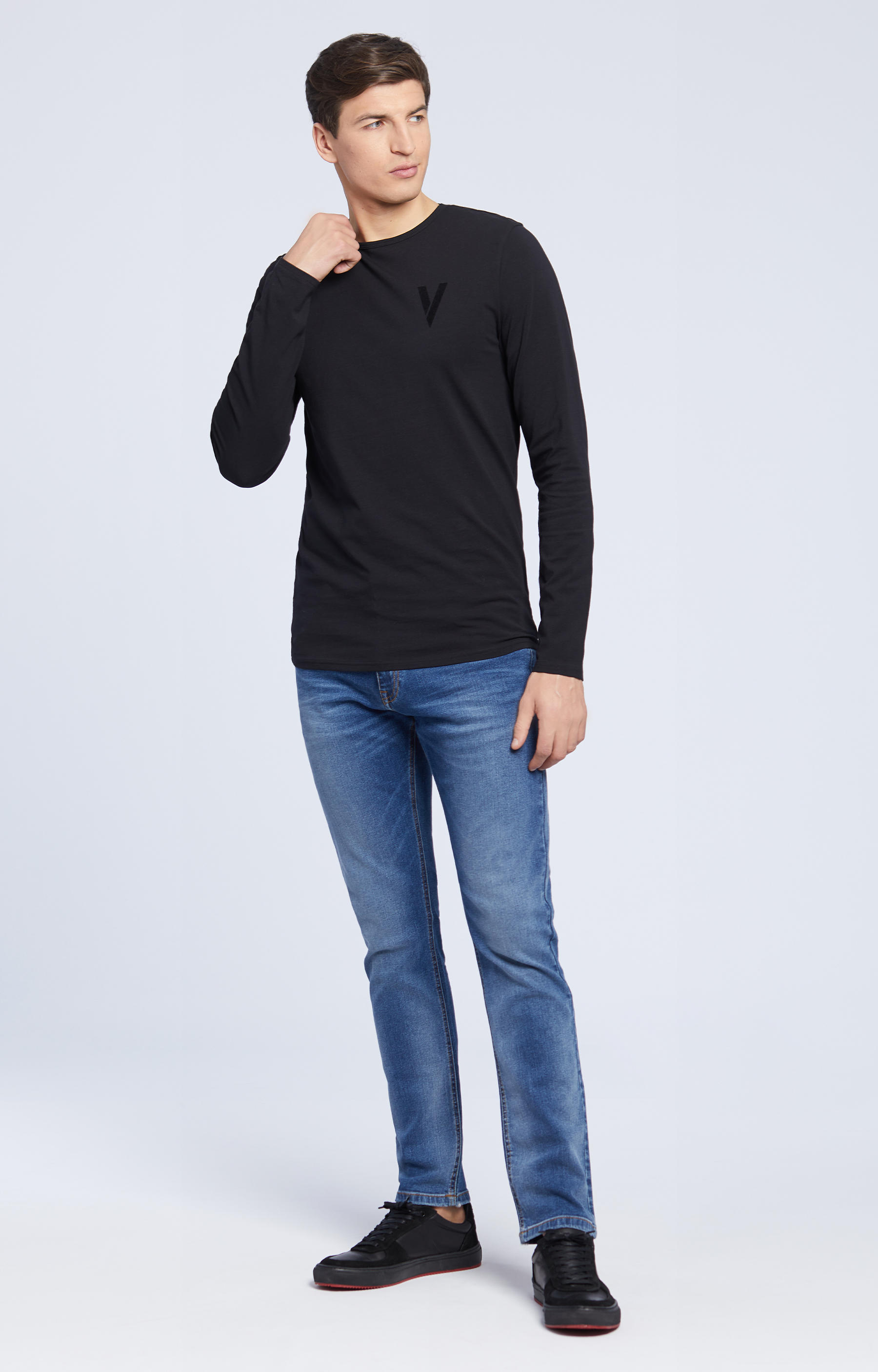 T-shirt basic z długim rękawem