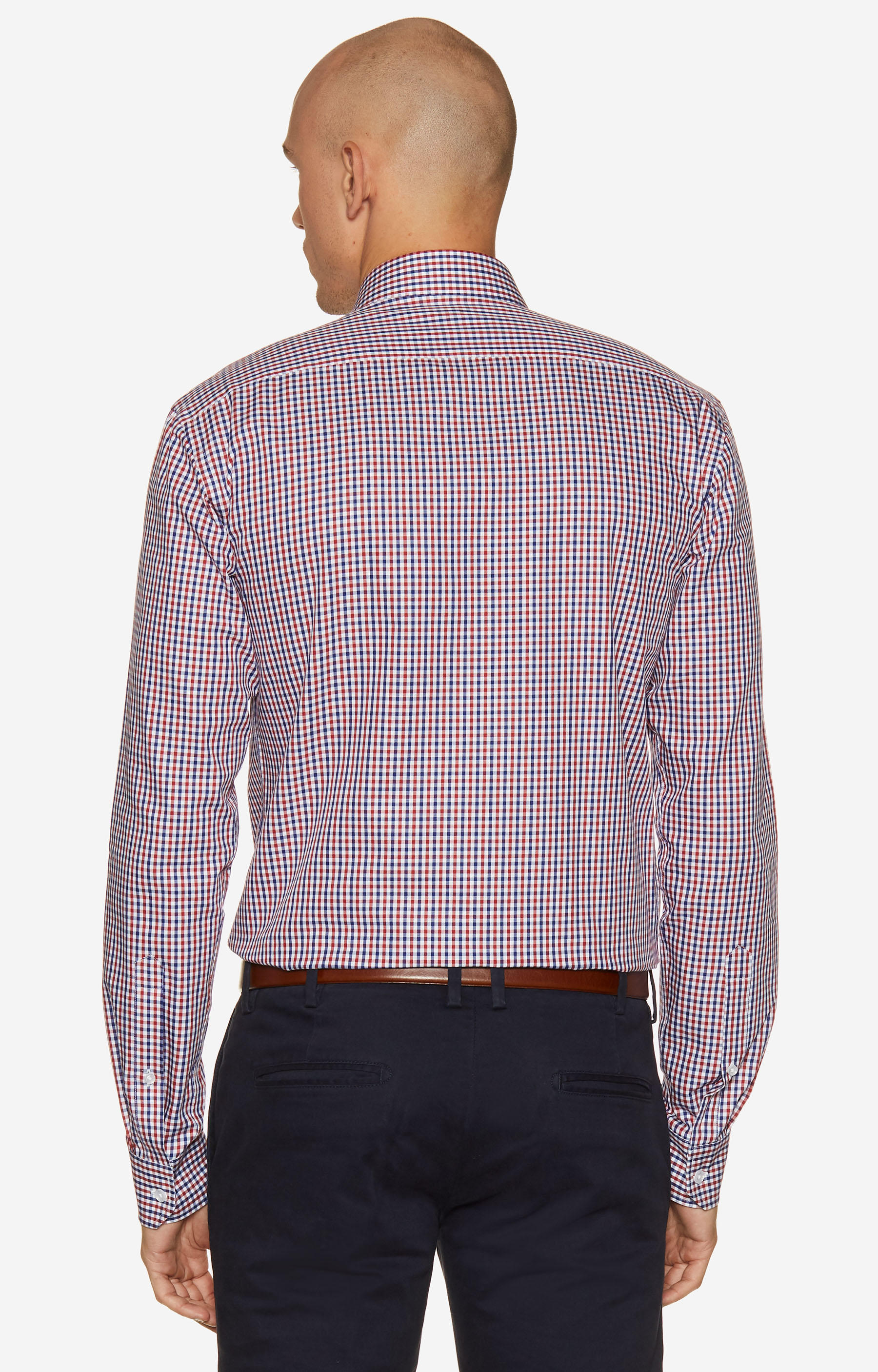 Koszula w kratę z kieszonką, włoski kołnierz - 2