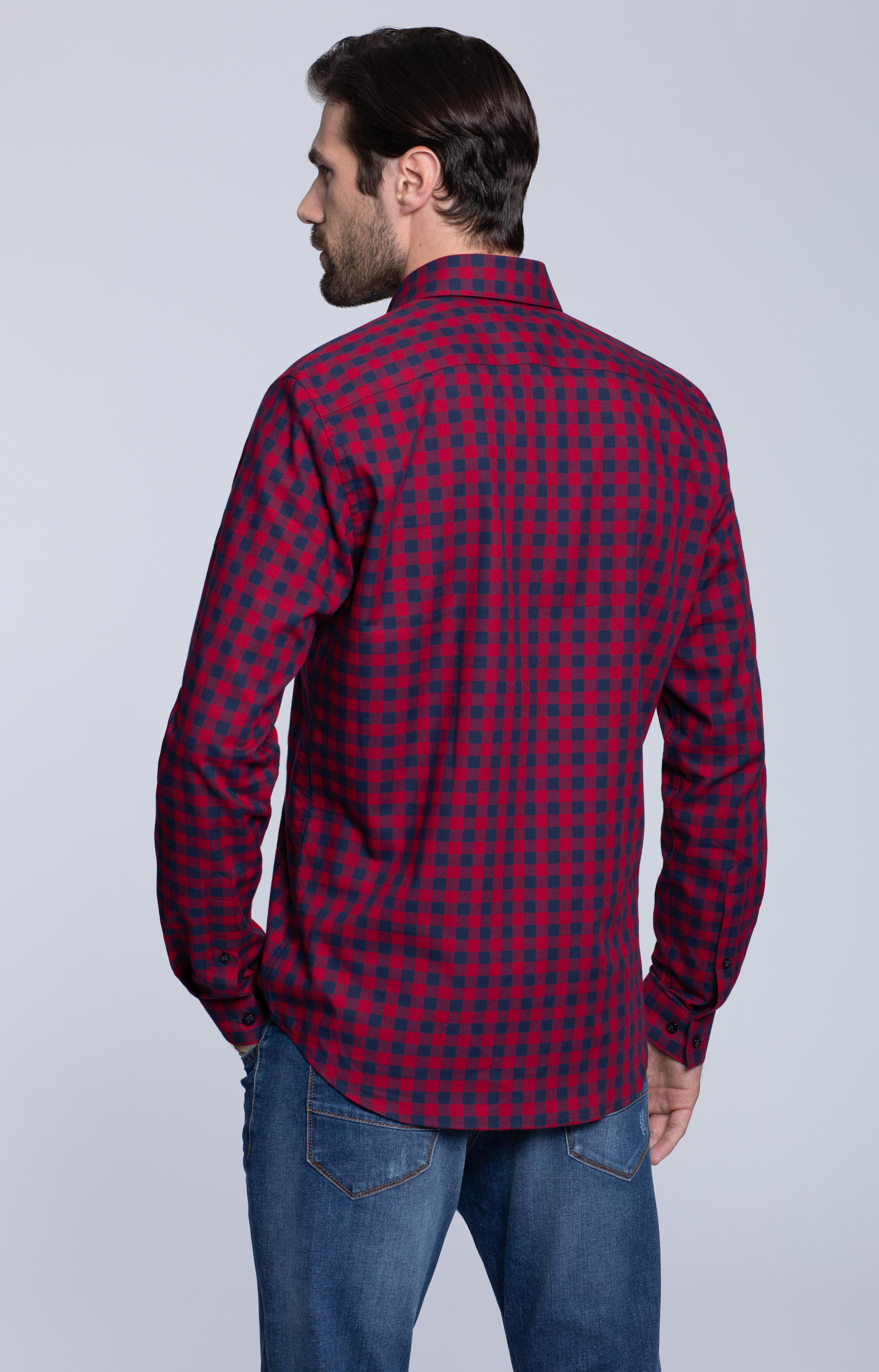 Dopasowana koszula w kratę, kołnierz kryte button-down - 3