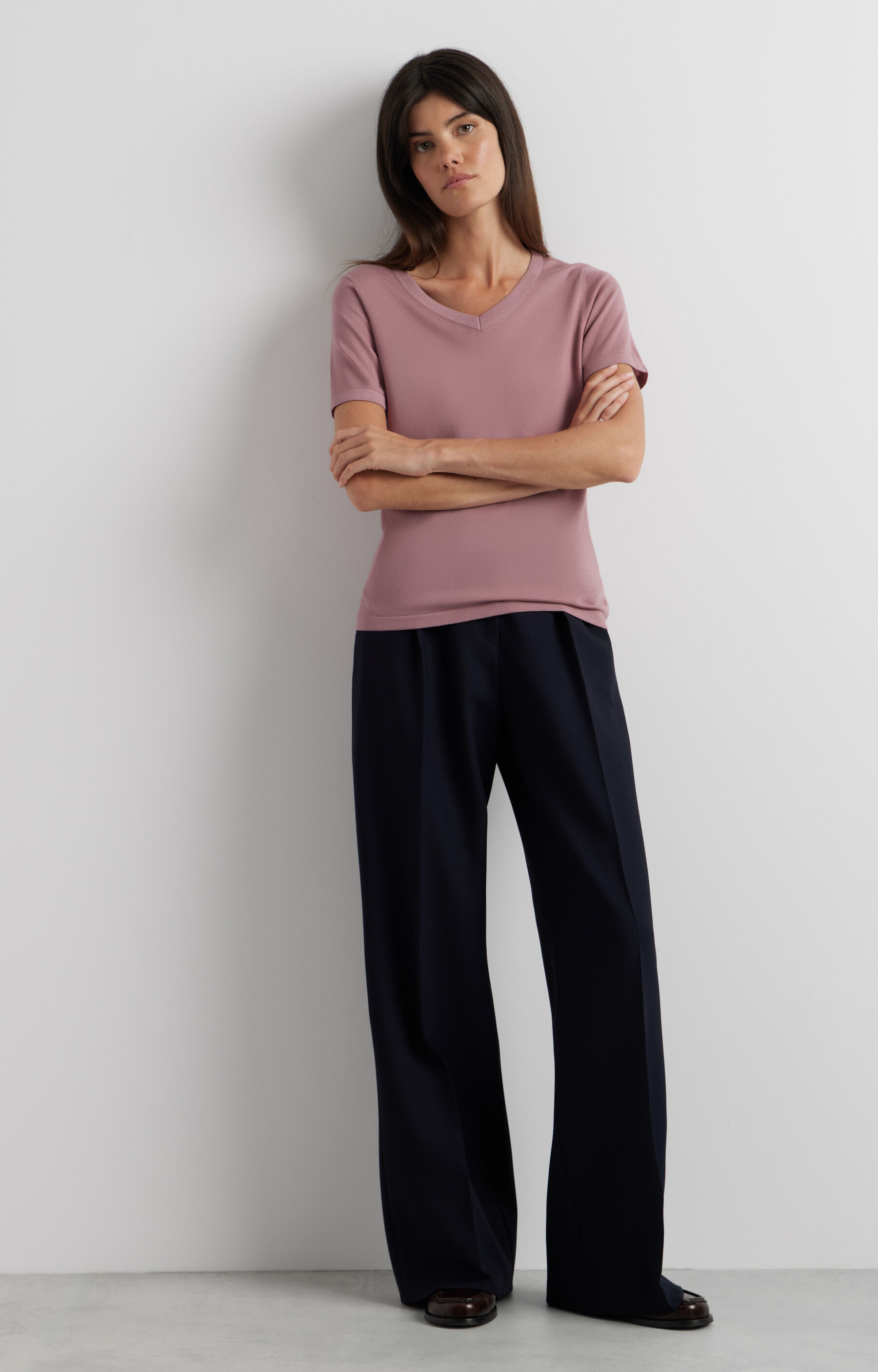 Swetrowy t-shirt v-neck - 5
